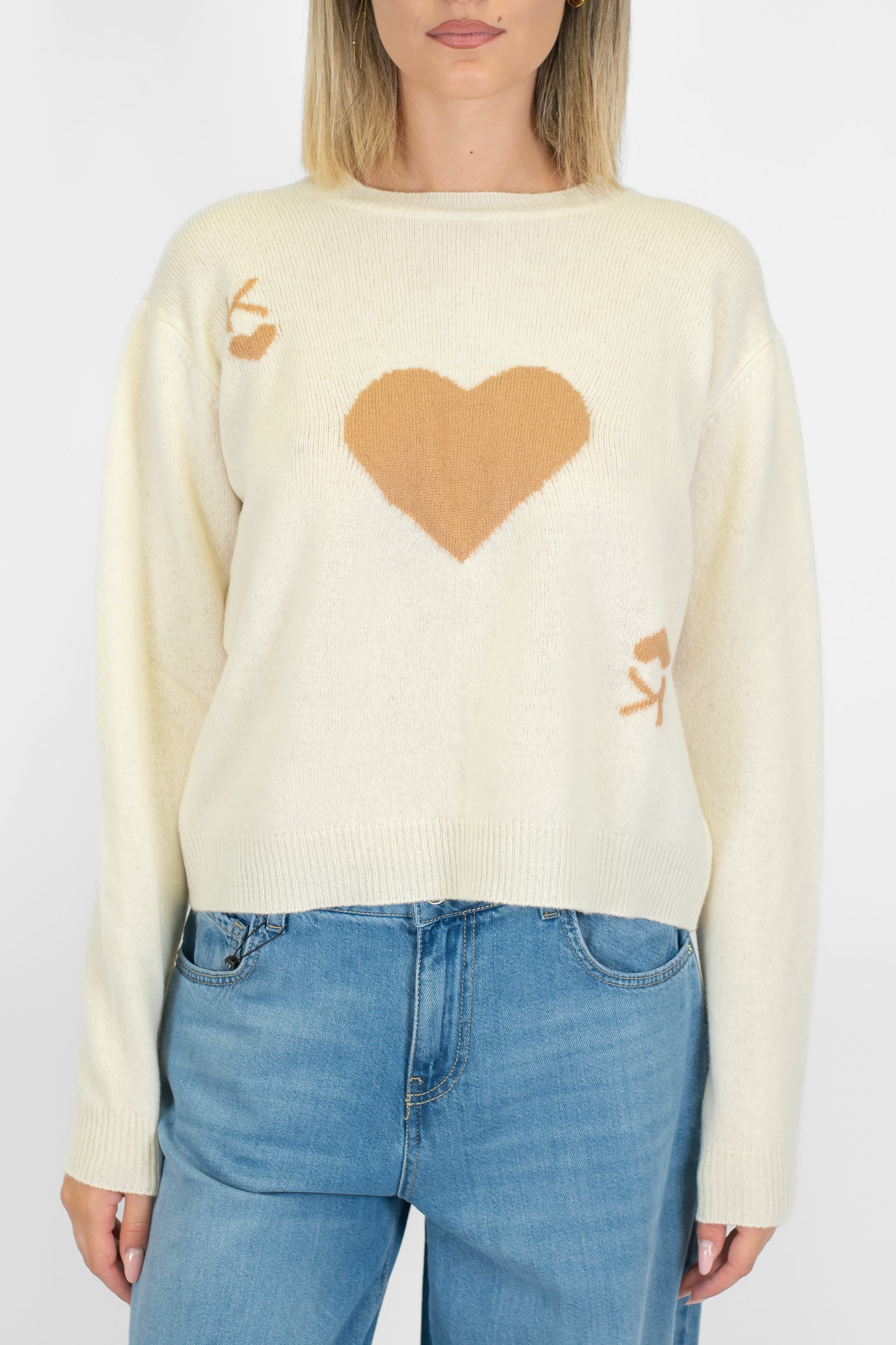 Kontatto - Maglia girocollo in pura lana con cuore