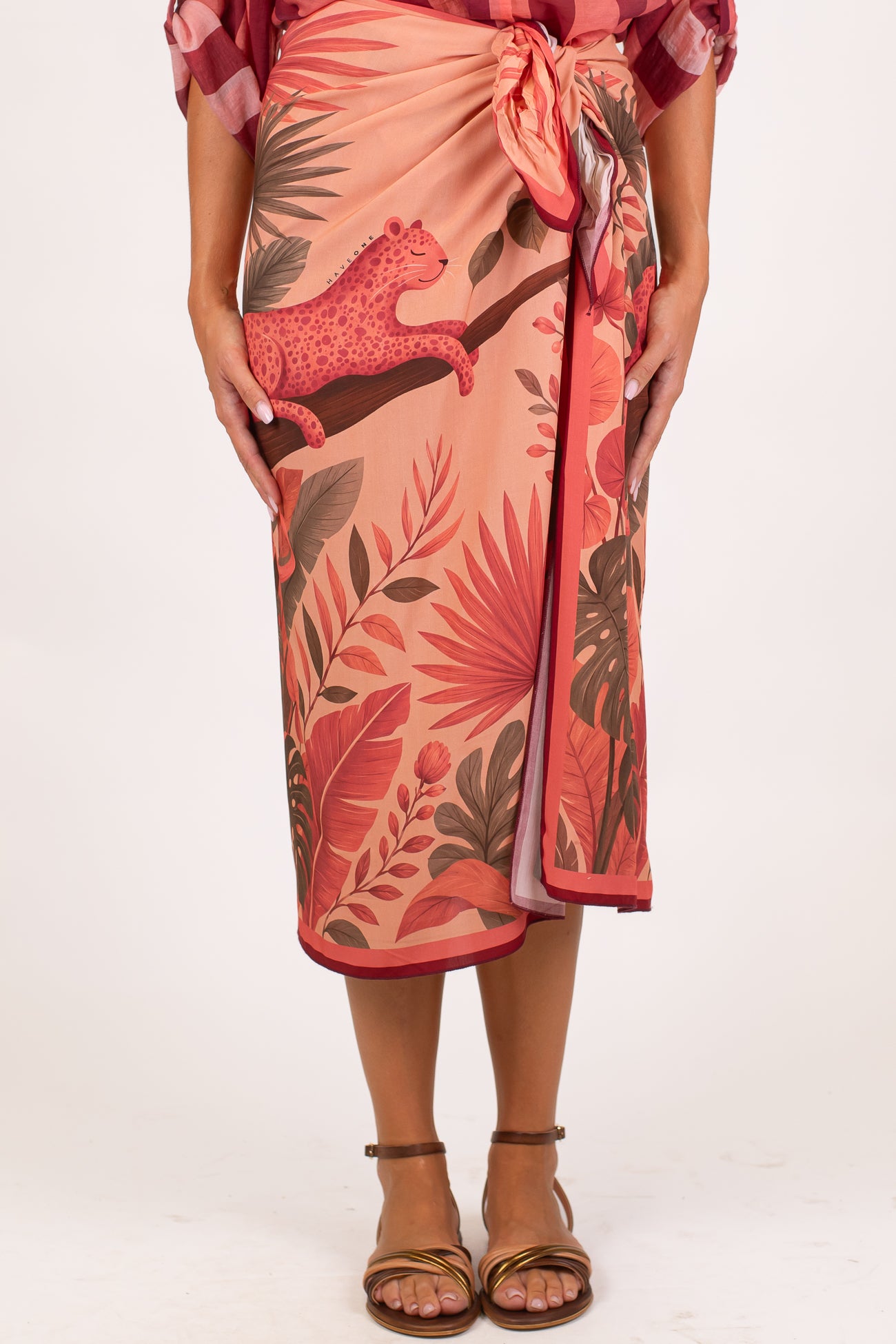 Haveone - Gonna pareo fantasia leopardo in viscosa leggera