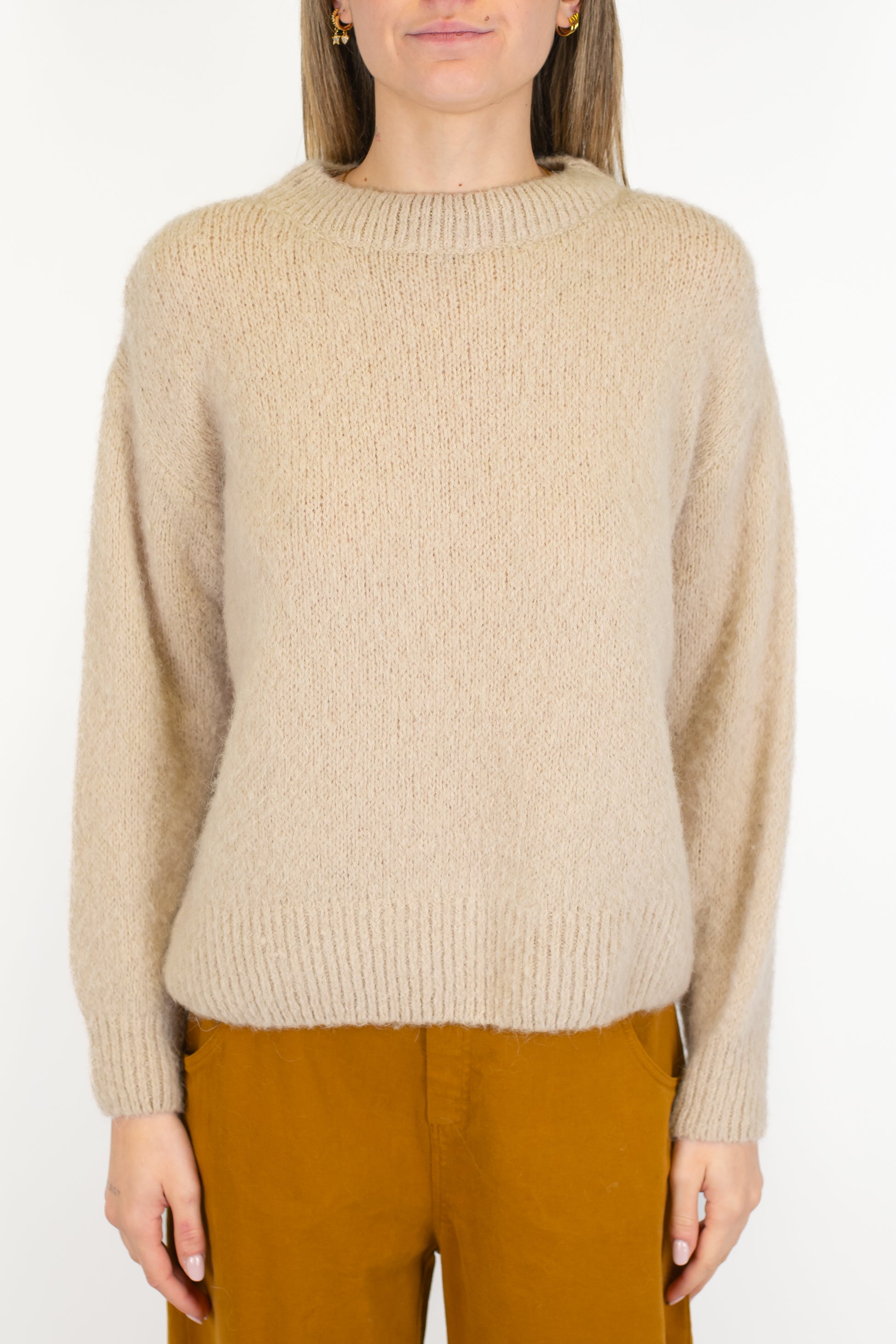 Dixie - Maglia girocollo maniche lunghe in baby alpaca