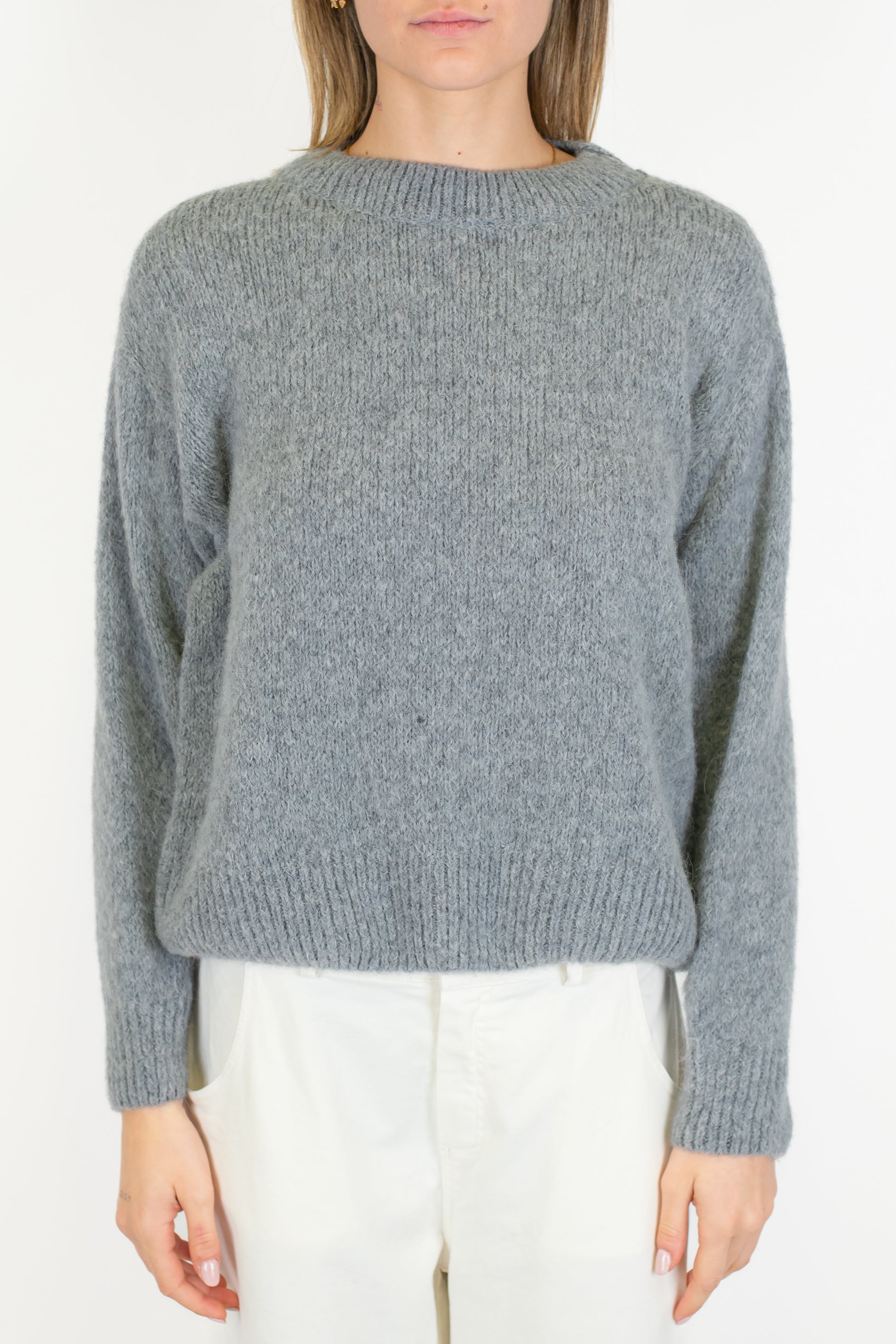 Dixie - Maglia girocollo maniche lunghe in baby alpaca