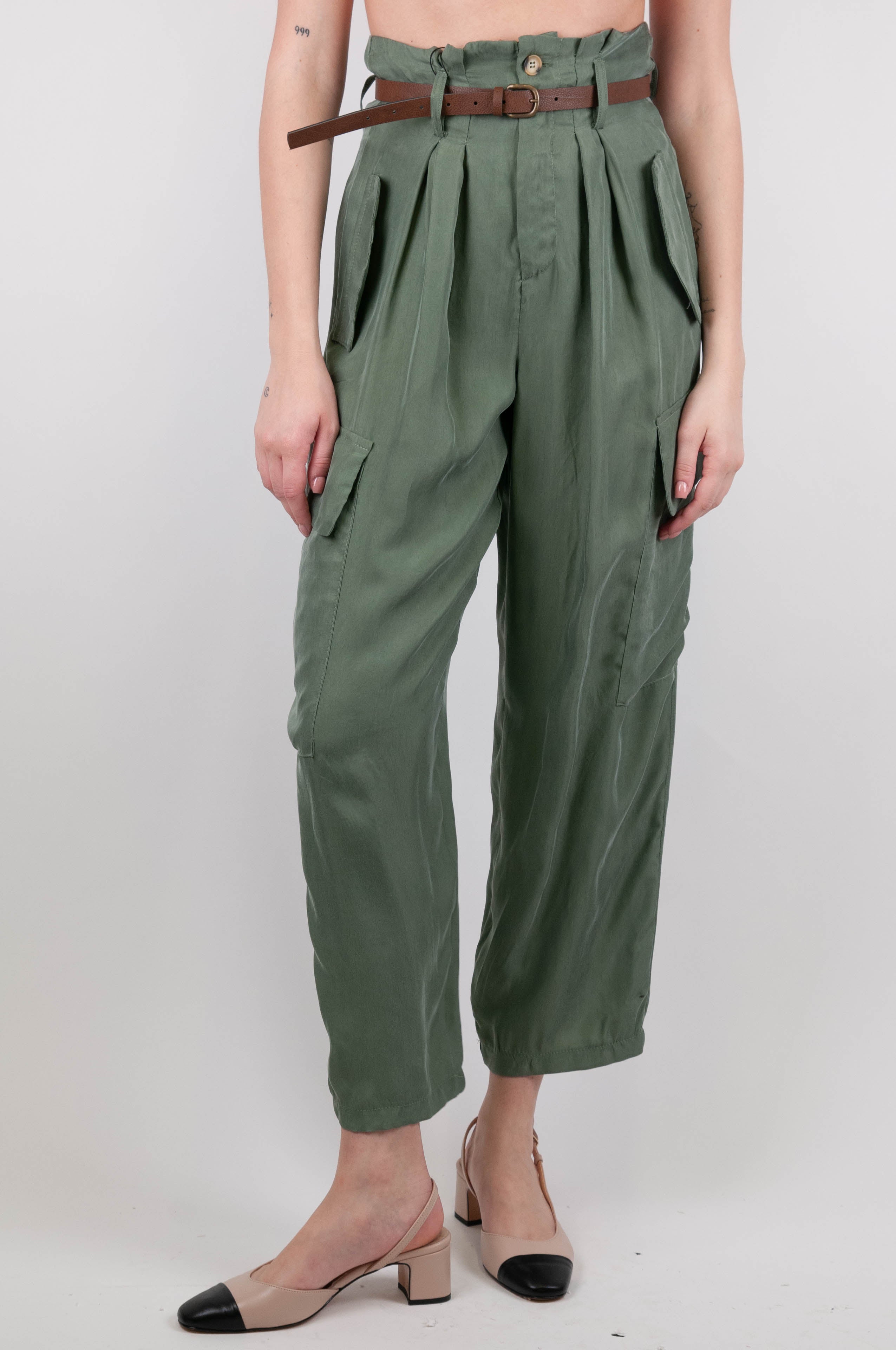 Dixie - Cargo trousers with cupro pleats