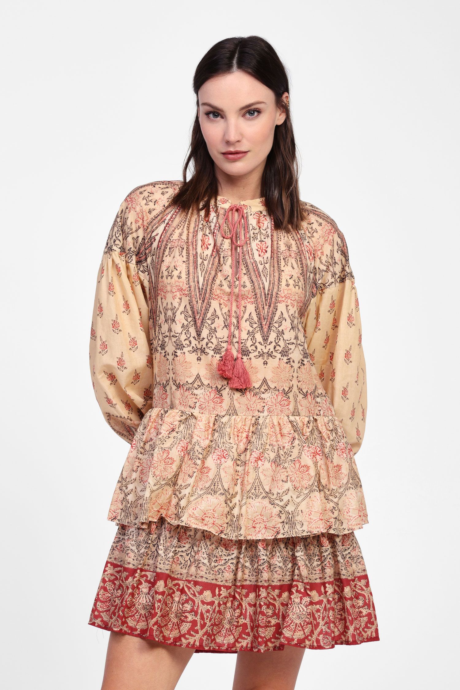 Dixie - Abito corto fantasia in mussola di cotone