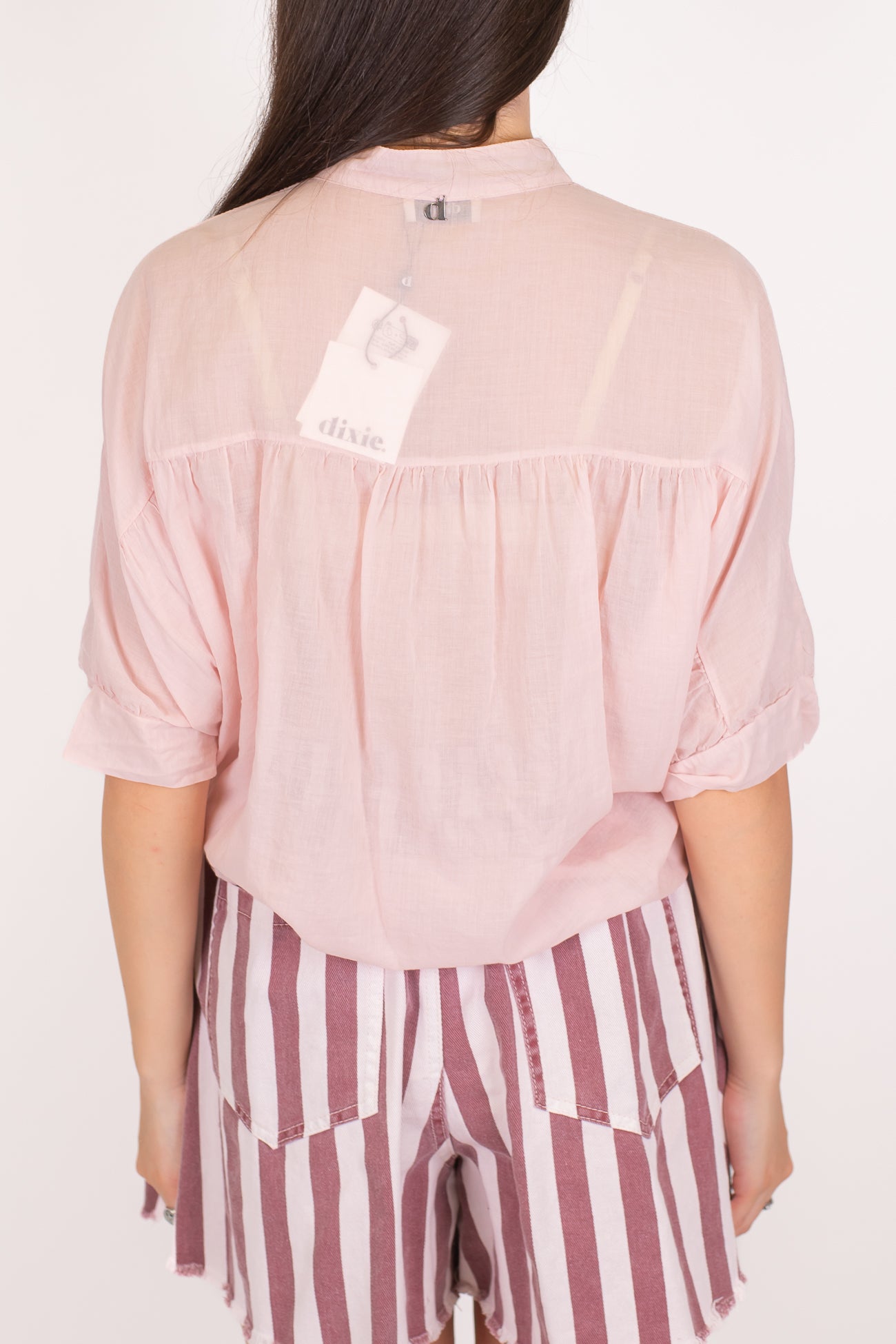 Dixie - Camicia collo alla coreana in mussola di cotone