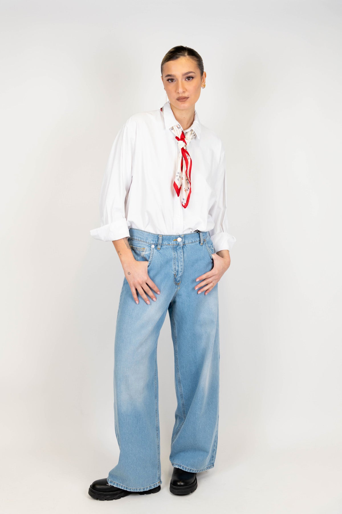 Haveone - Jeans regular a gamba larga lavaggio chiaro