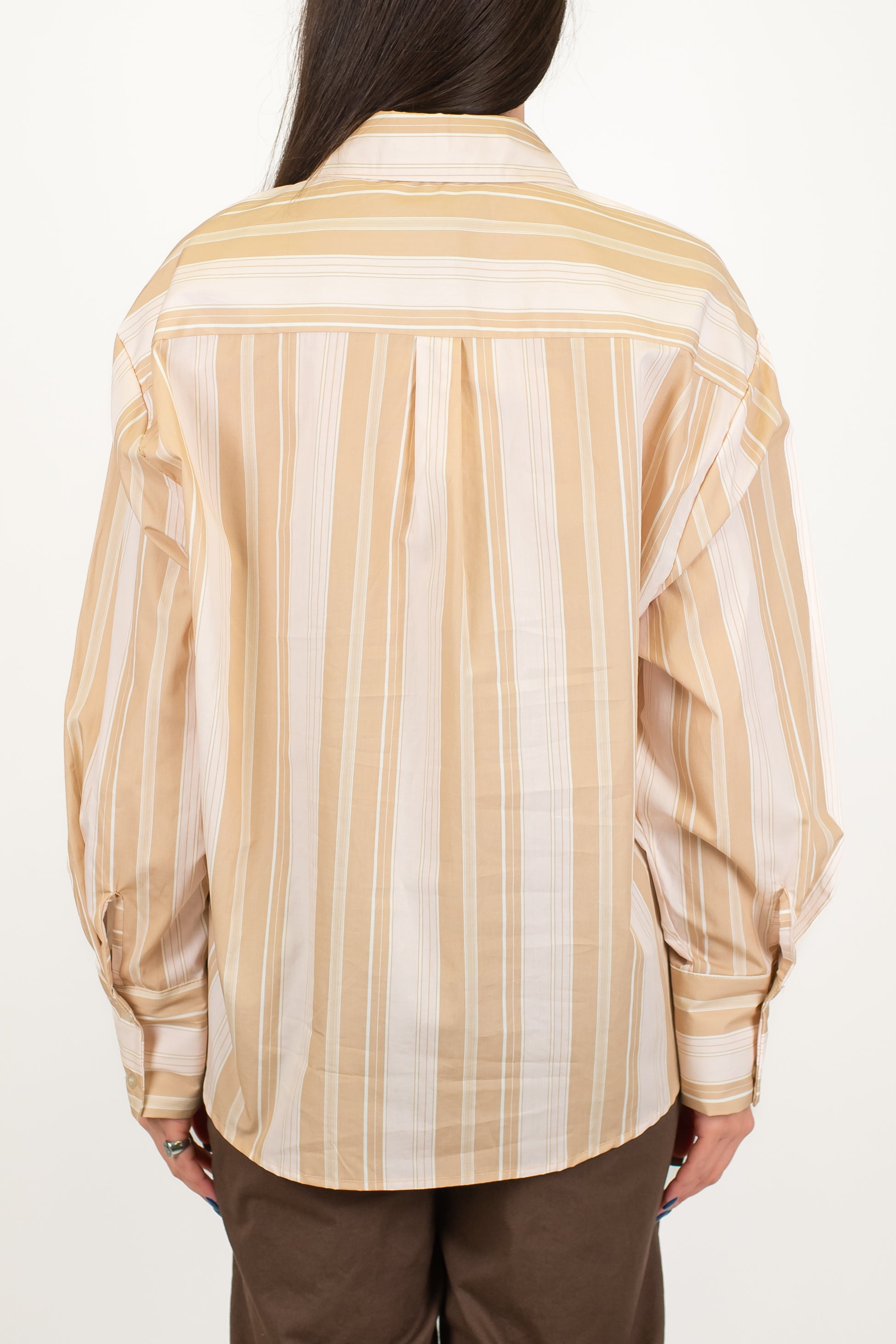 Haveone - Camicia fantasia righe a contrasto con tasca
