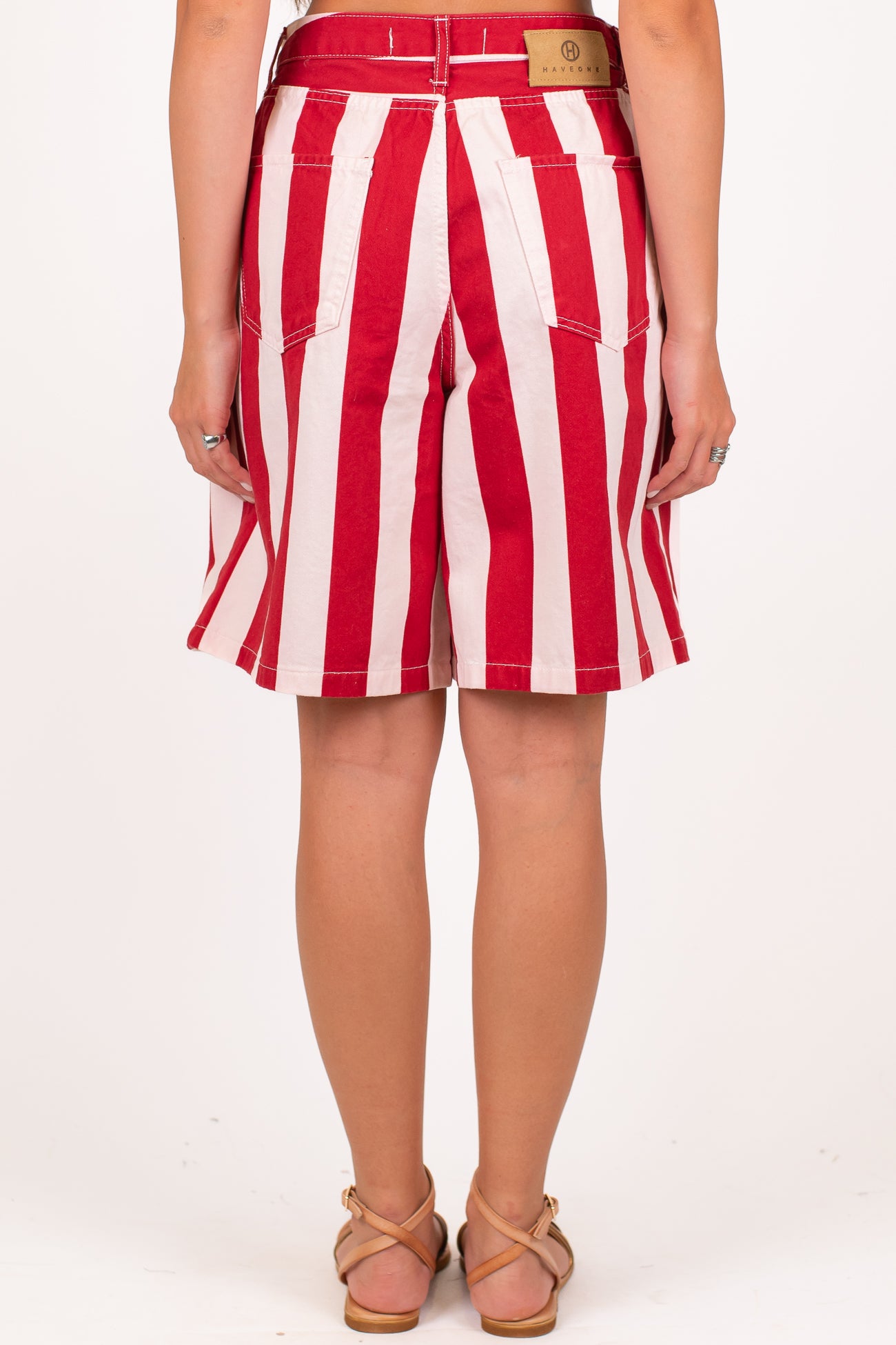 Haveone - Bermuda fantasia a righe in cotone