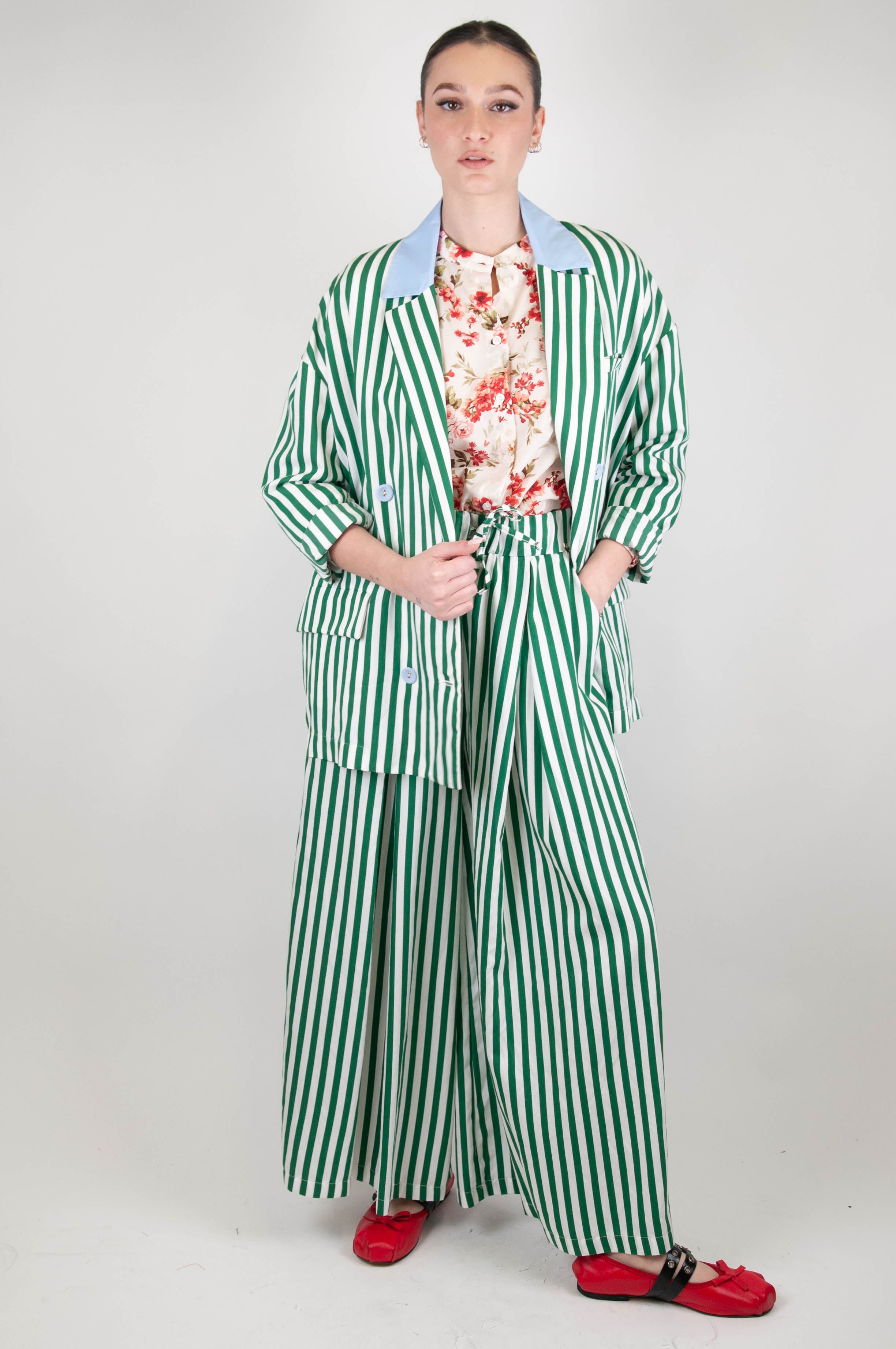 Souvenir - Striped palazzo trousers with drawstring