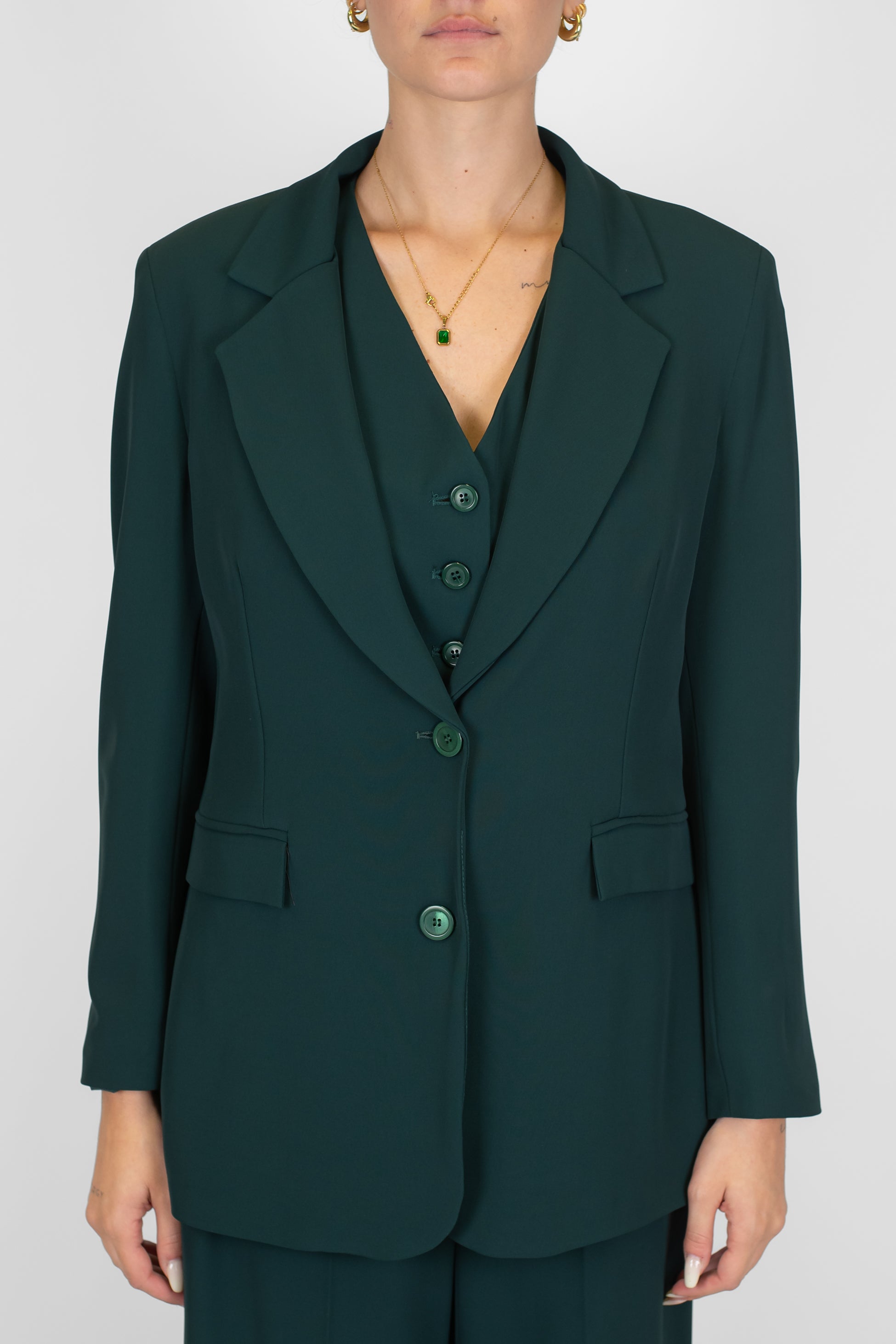 Tensione in - Giacca monopetto in tessuto fluido con rever a lancia