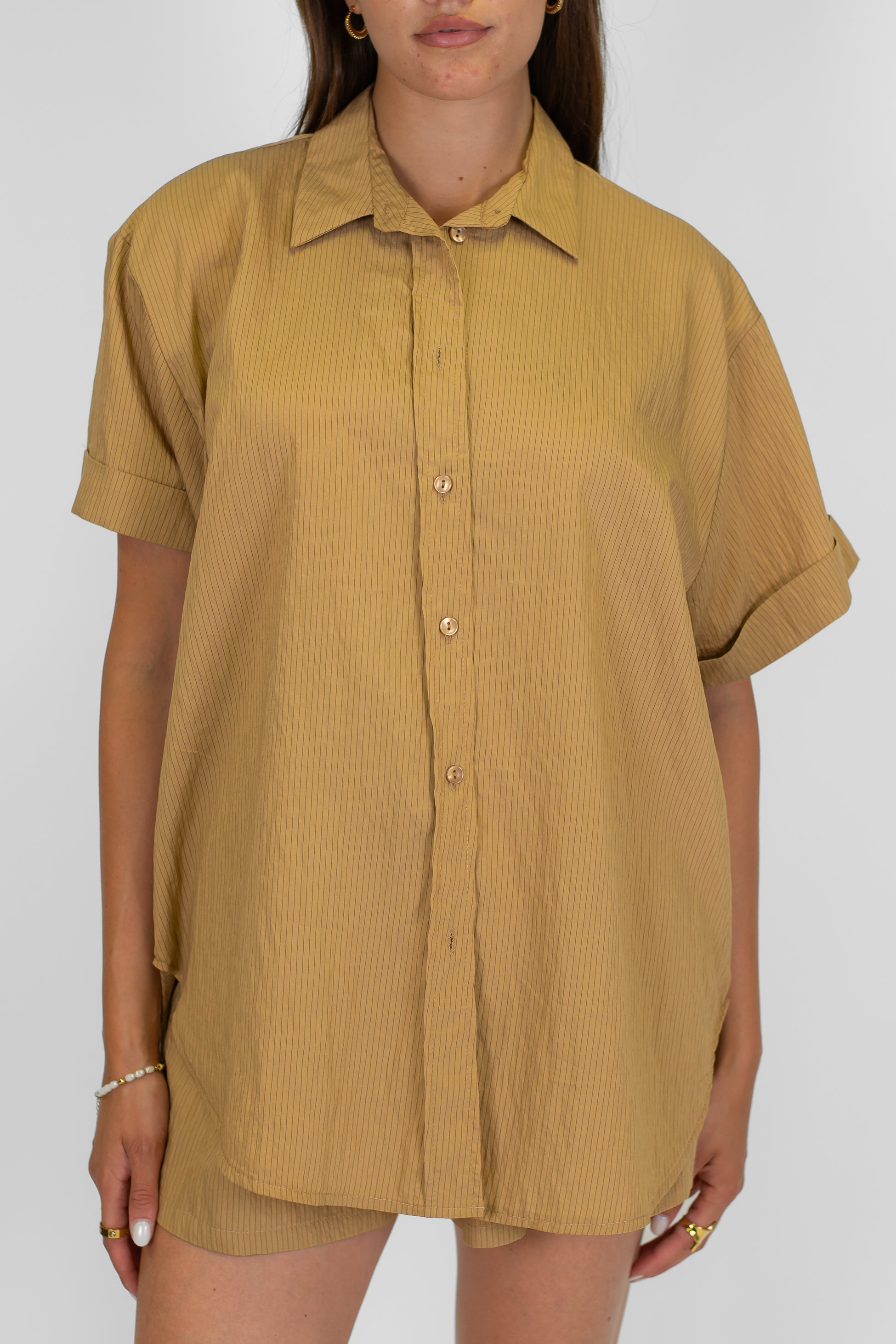 Motel - Camicia mezzamanica over a righe