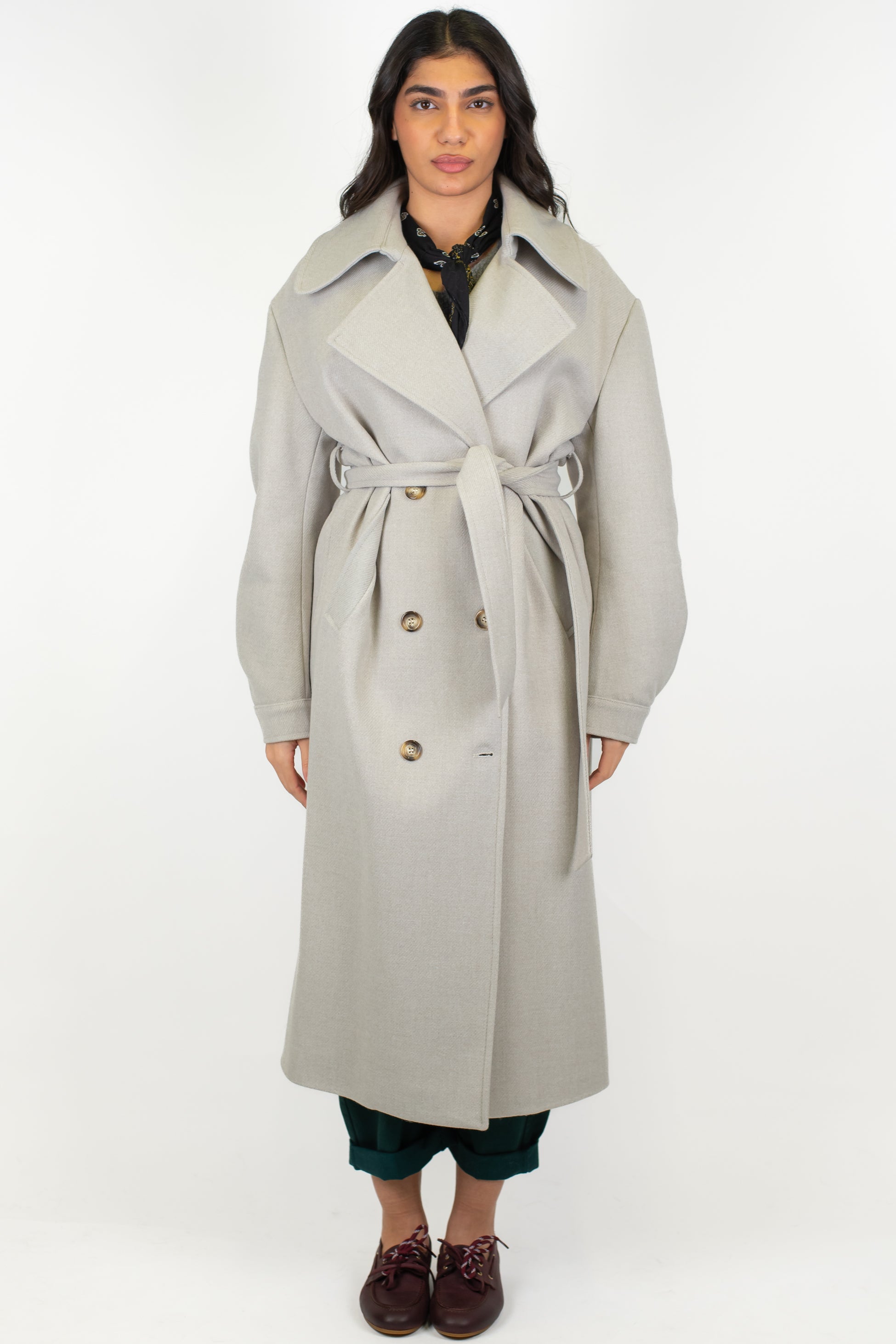 Dixie - Cappotto doppiopetto con cintura e maxi revers