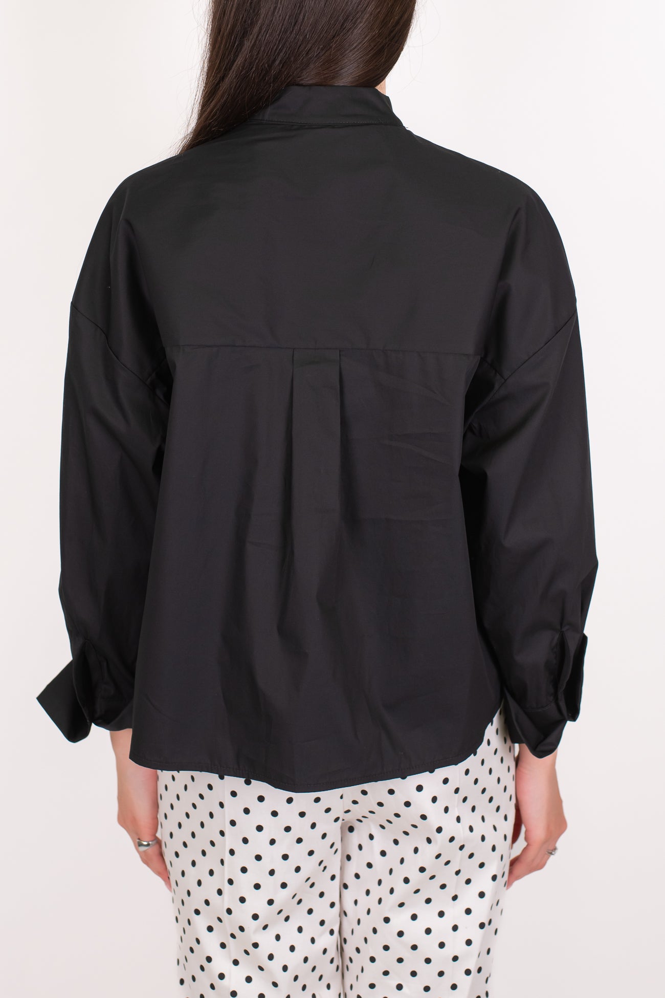 Tensione in - Camicia collo alla coreana in cotone tela paracadute