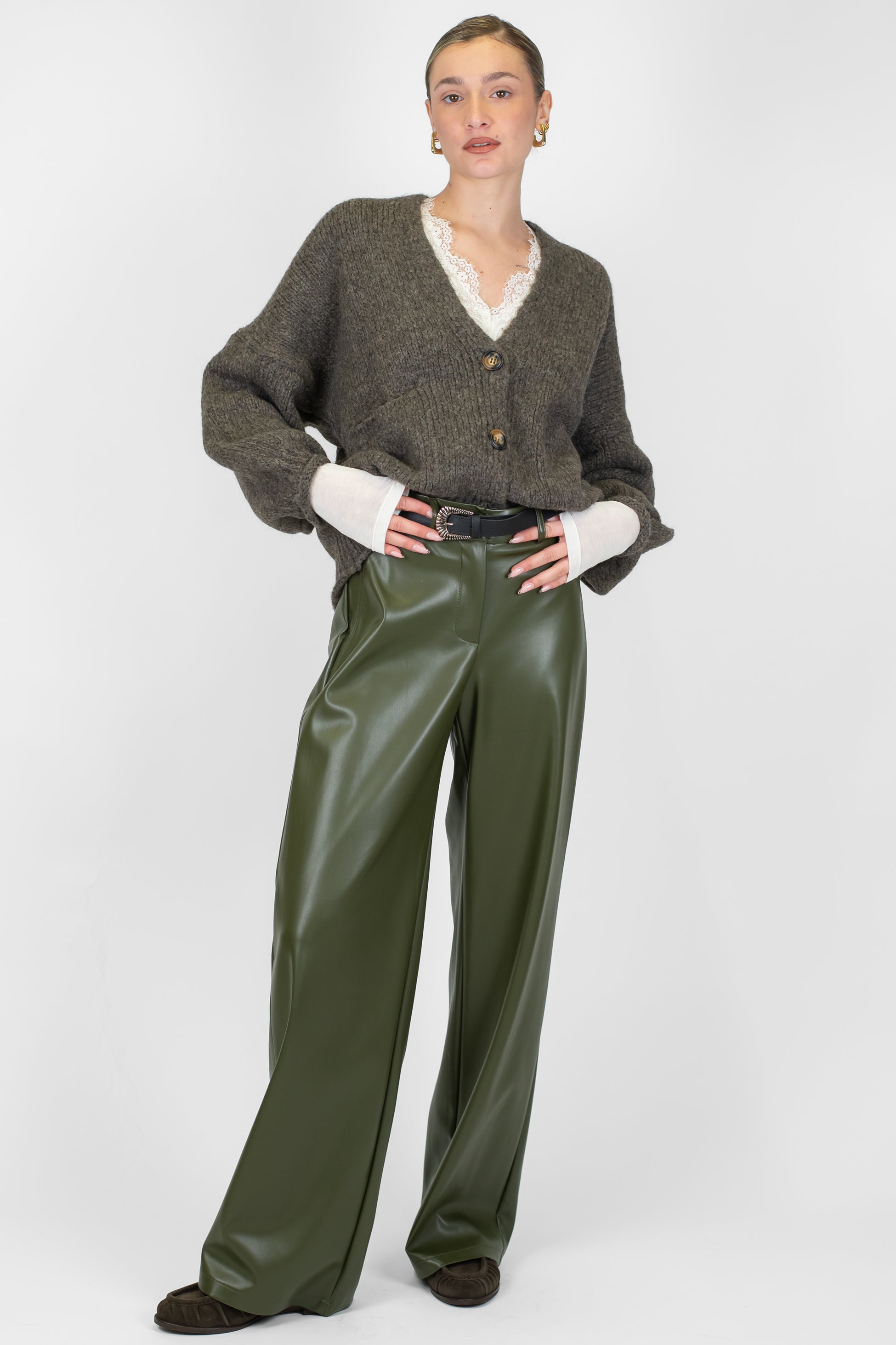 Haveone - Cardigan over in misto lana con chiusura a tre bottoni