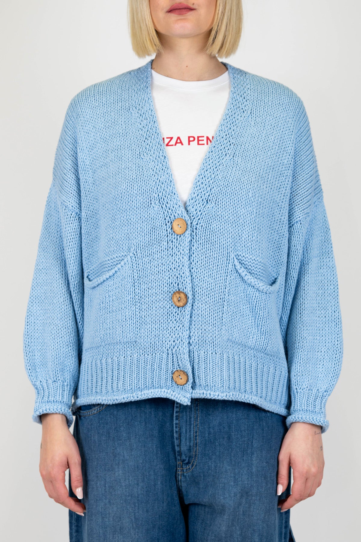 Haveone - Cardigan tre bottoni con taschini laterali