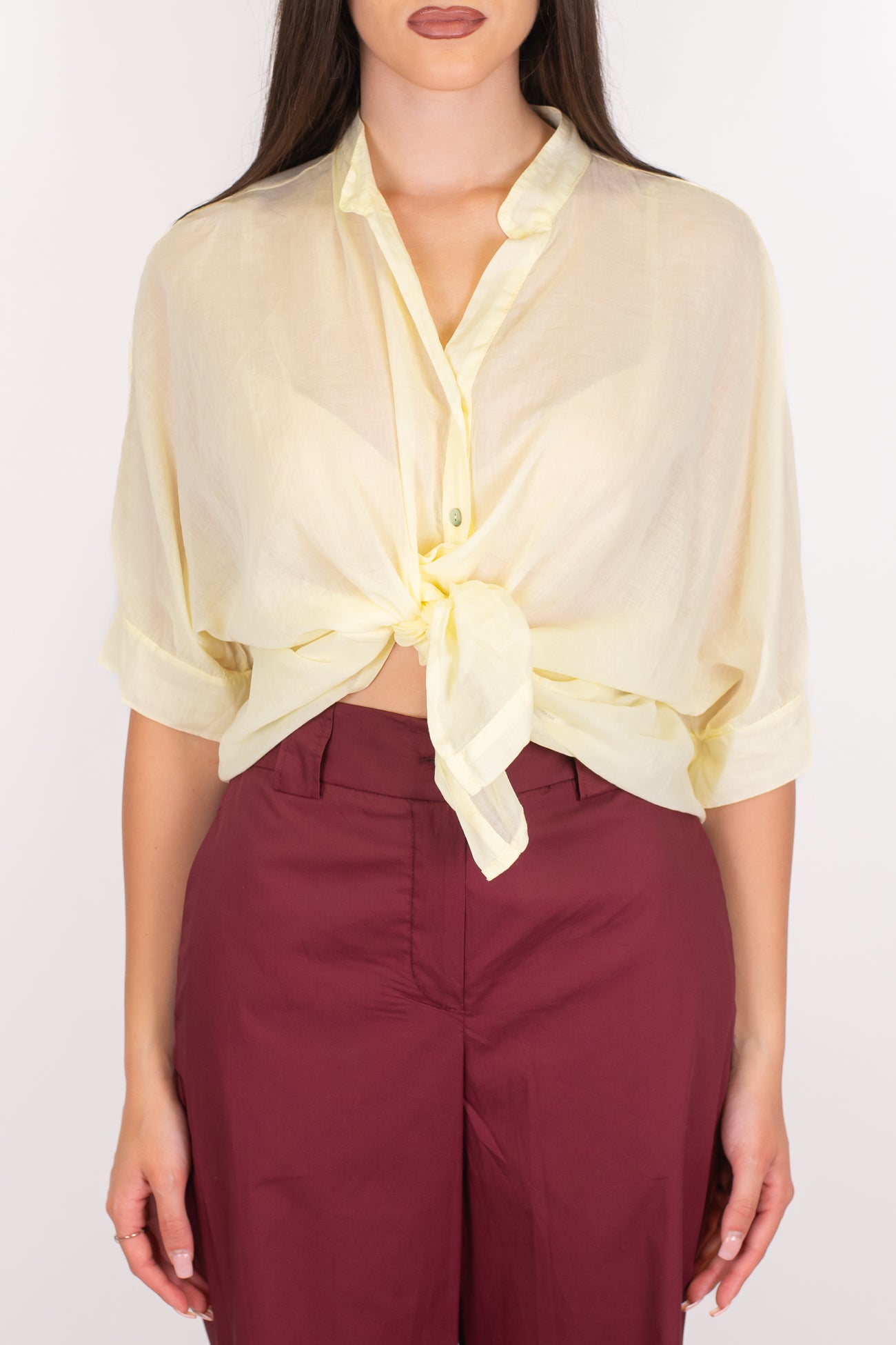 Dixie - Camicia collo alla coreana in mussola di cotone