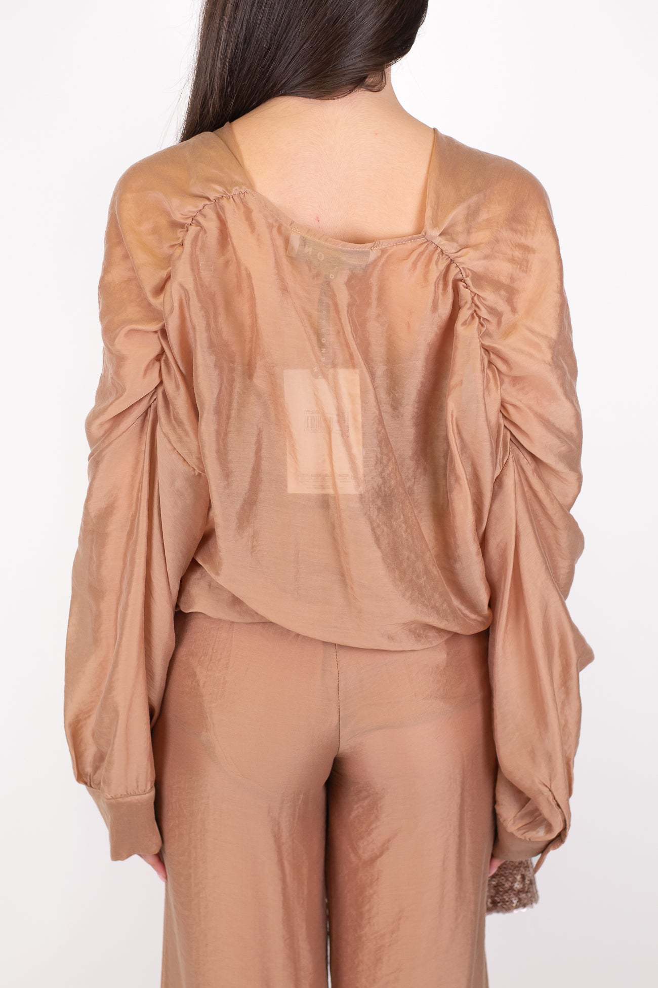 Haveone - Blusa drappeggiata in lyocell con top paillettes