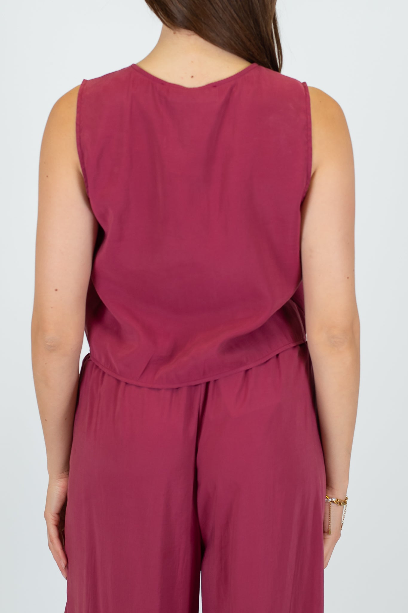 Haveone - Coordinato Gilet con lacci e pantalone palazzo in cupro