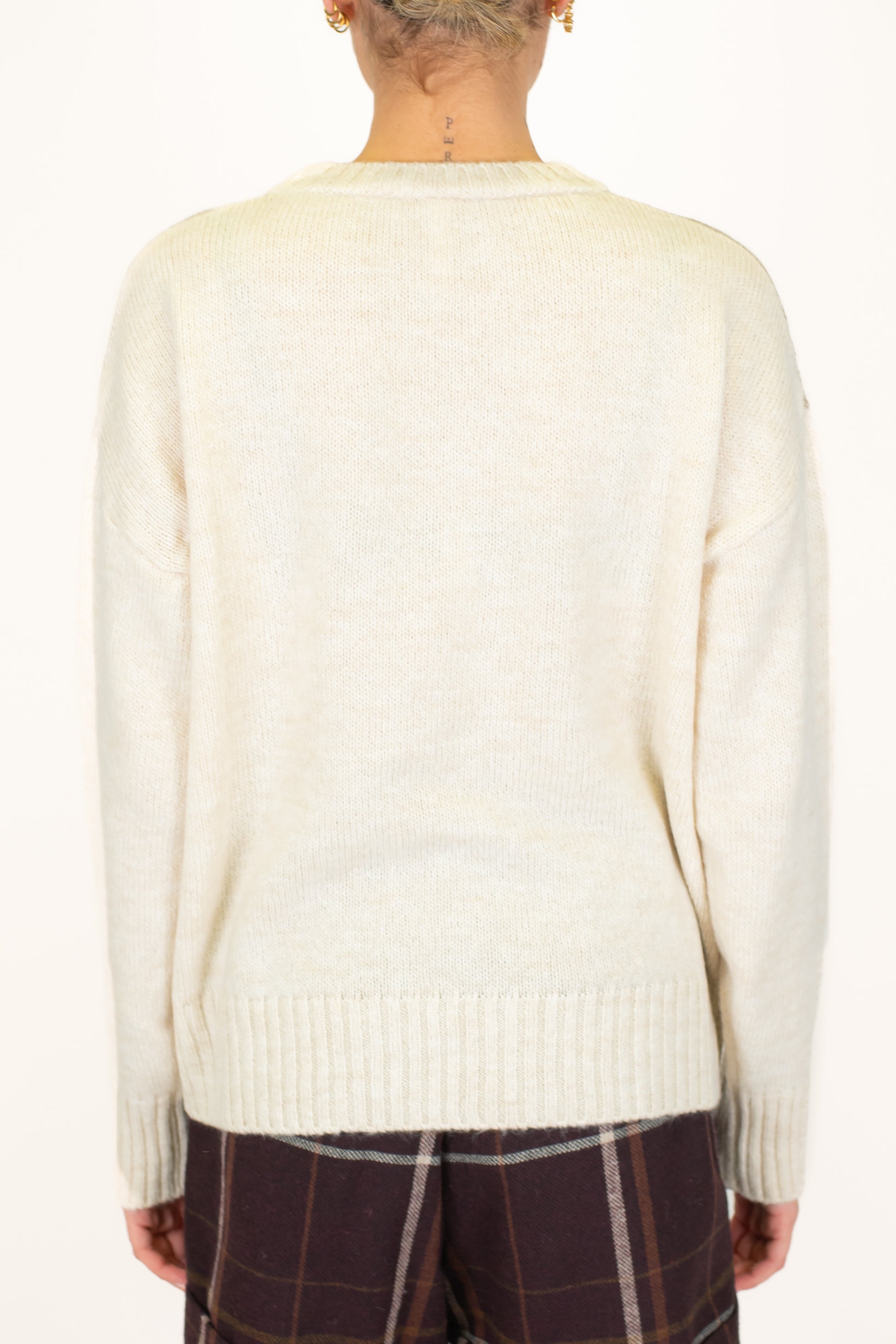 Tensione in - Maglia fantasia rombi a contrasto in misto lana