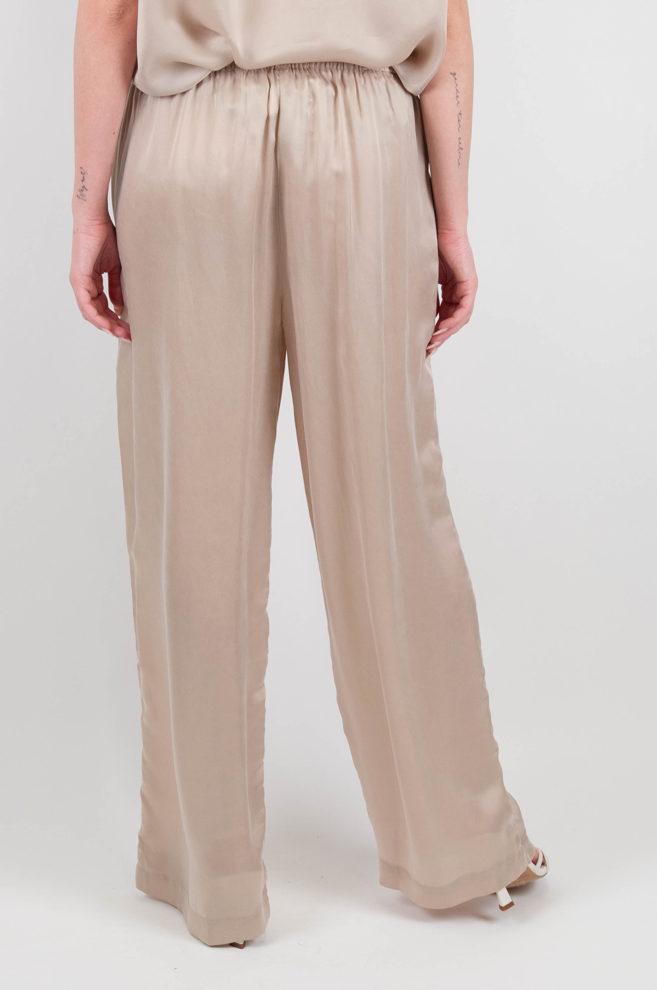 Tension in - Cupro palazzo trousers with drawstring