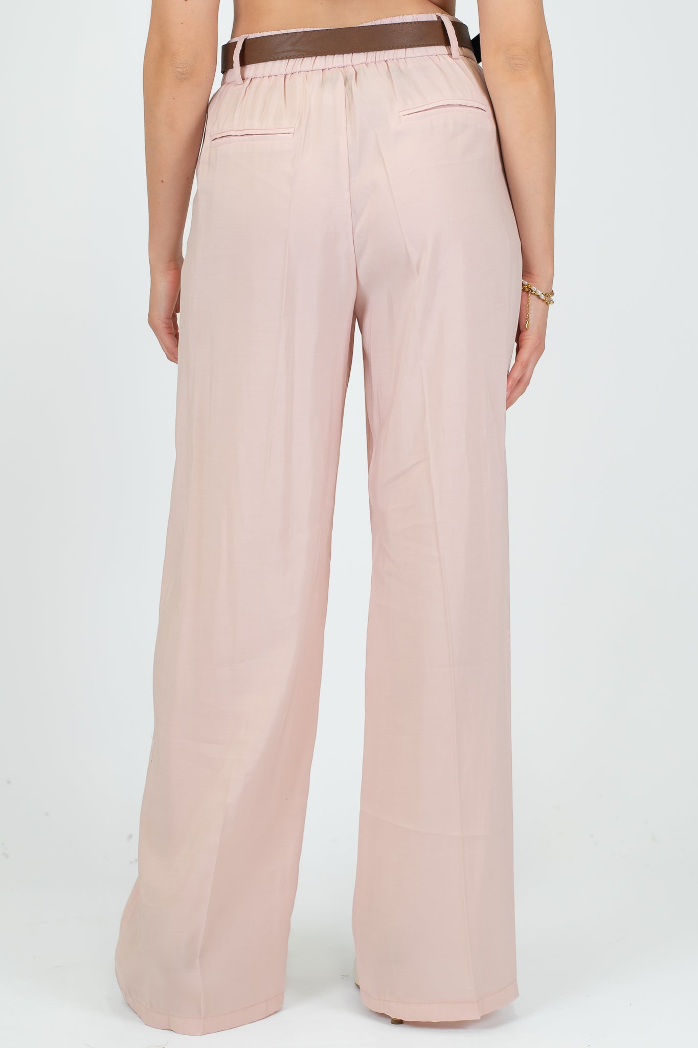 Haveone - Pantalone palazzo con elastico dietro e cintura