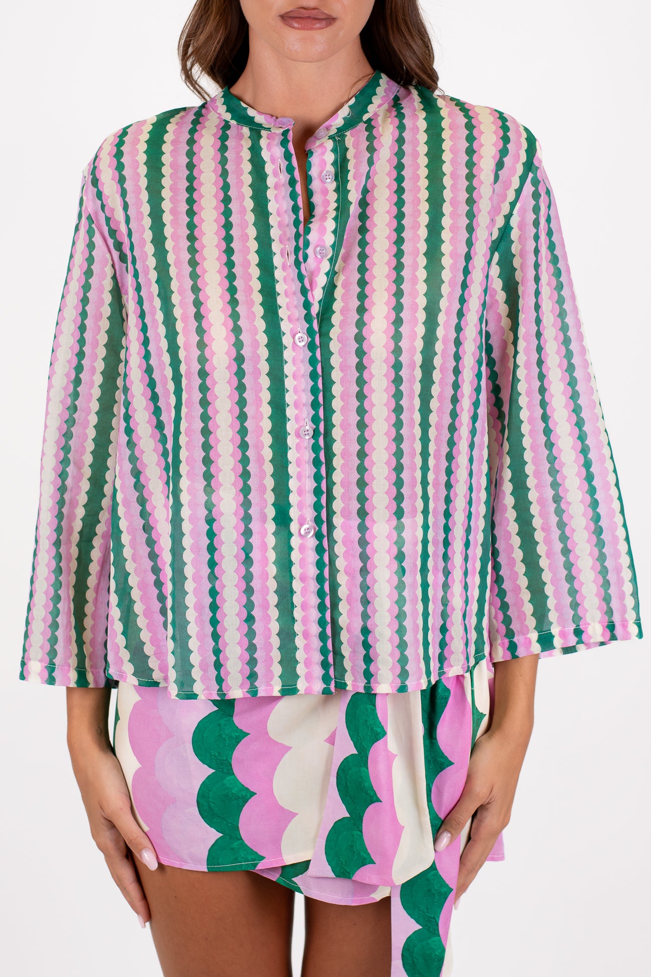 Tensione in - Camicia in mussola di cotone fantasia multicolor