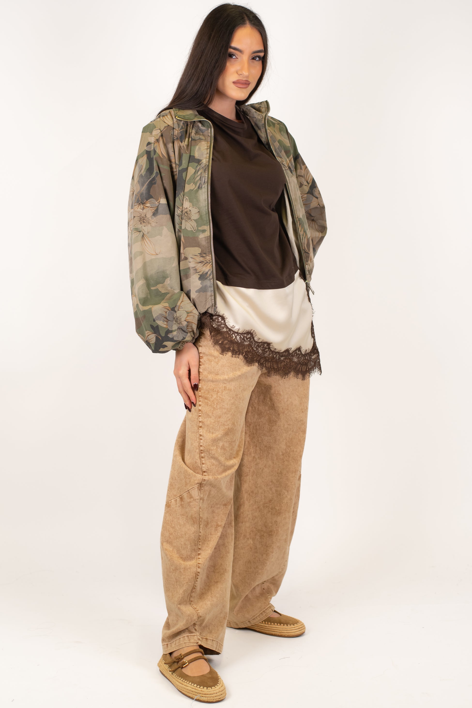 Haveone - Pantalone balloon in denim colorato effetto marmorizzato