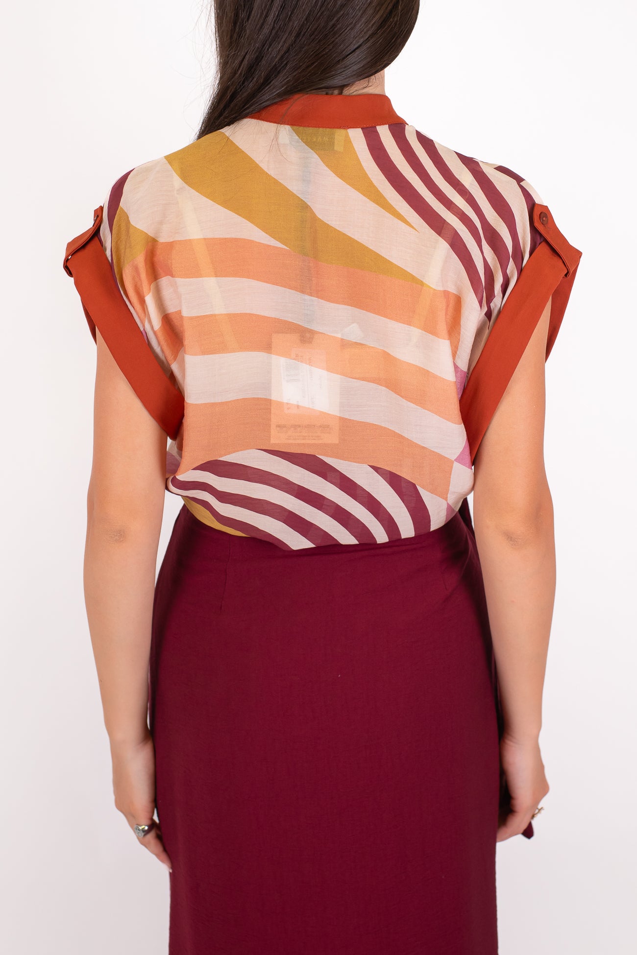 Maryley - Camicia mezzamanica fantasia astratta in lyocell