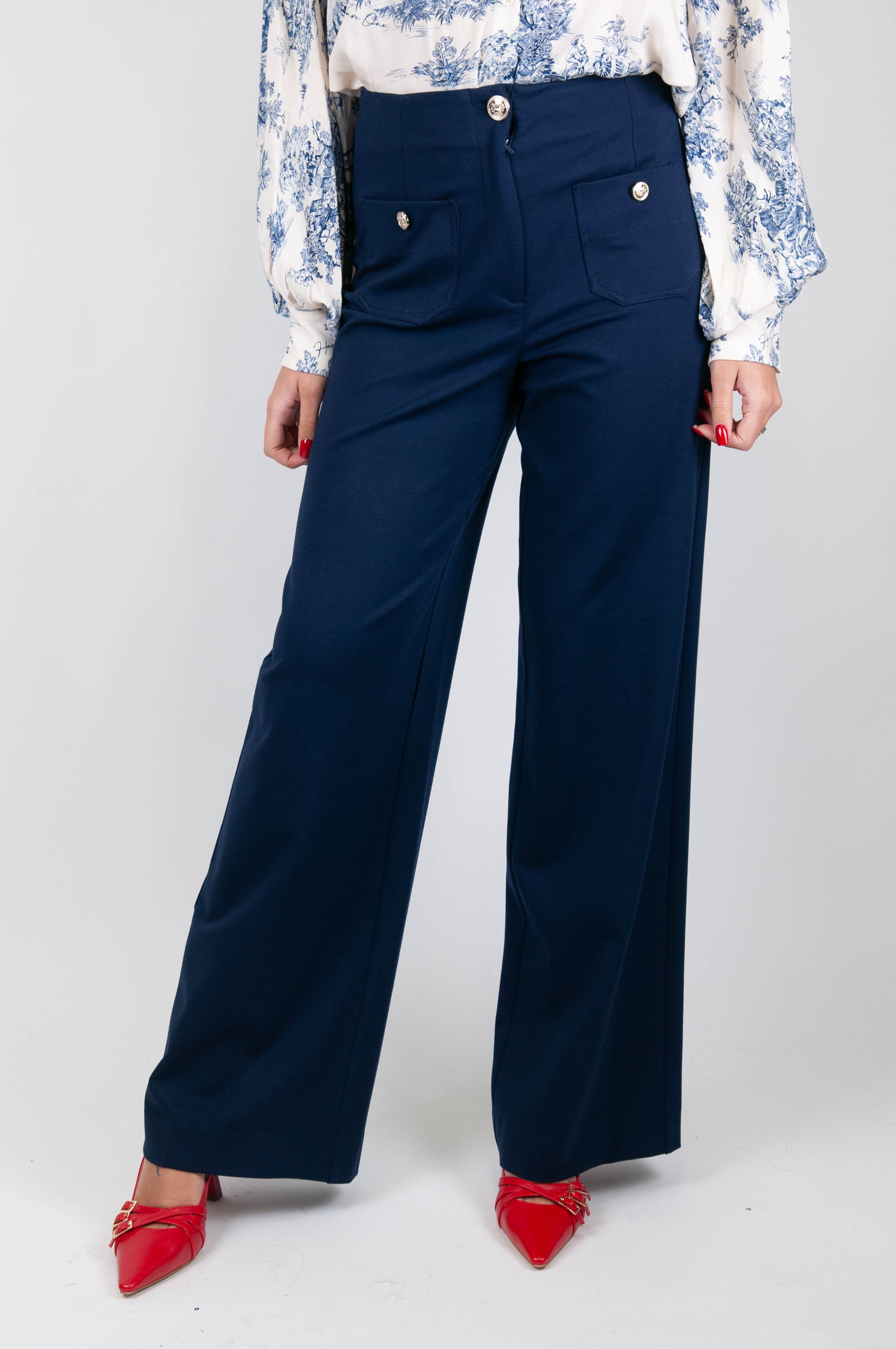 Tension in - Milano stitch palazzo trousers with front pockets