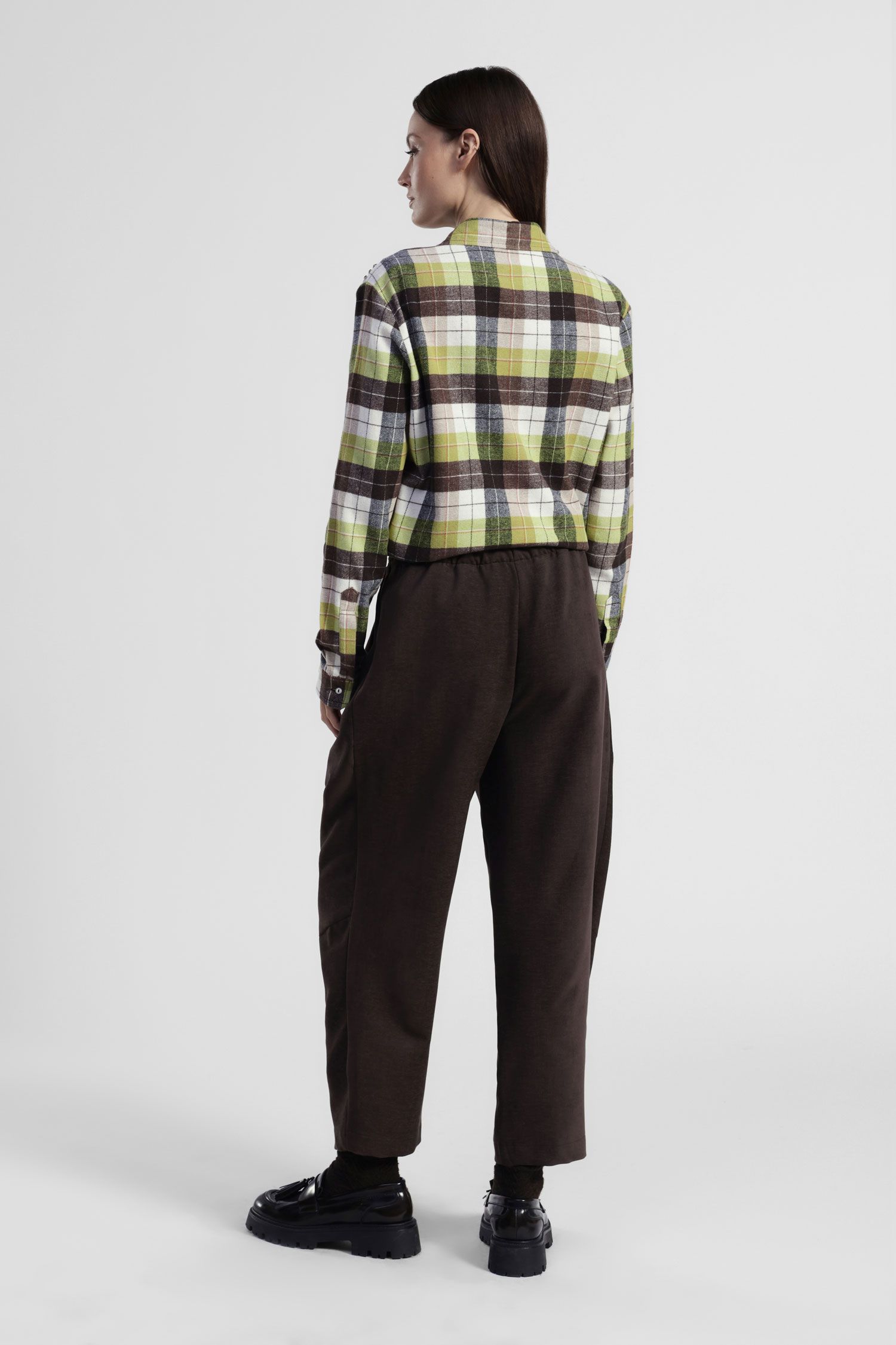 Dixie - Pantalone balloon con elastico sul retro e pinces in viscosa pettinata effetto ciniglia