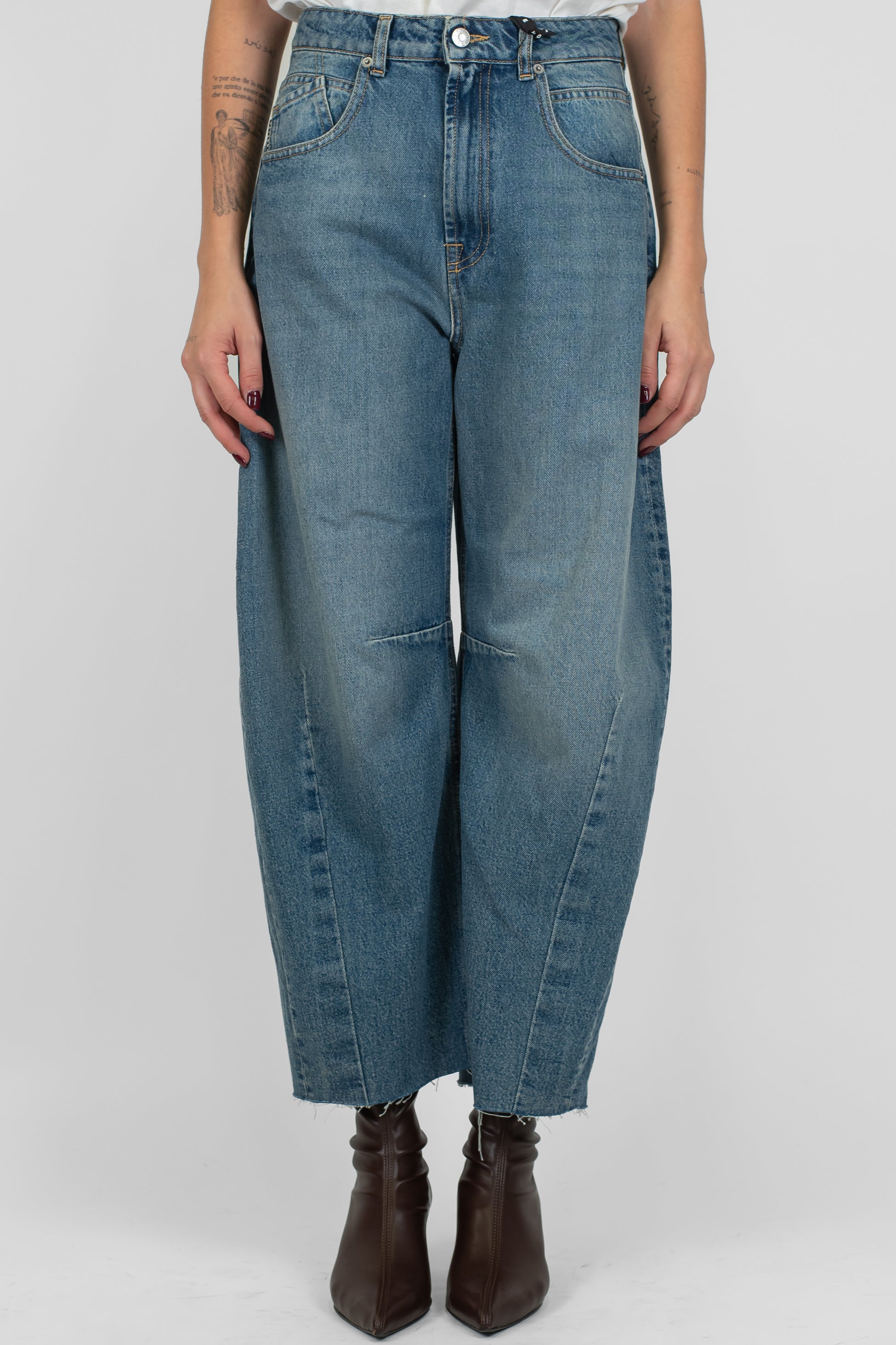 Haveone - Jeans balloon modello Barbara lavaggio medio con taglio vivo