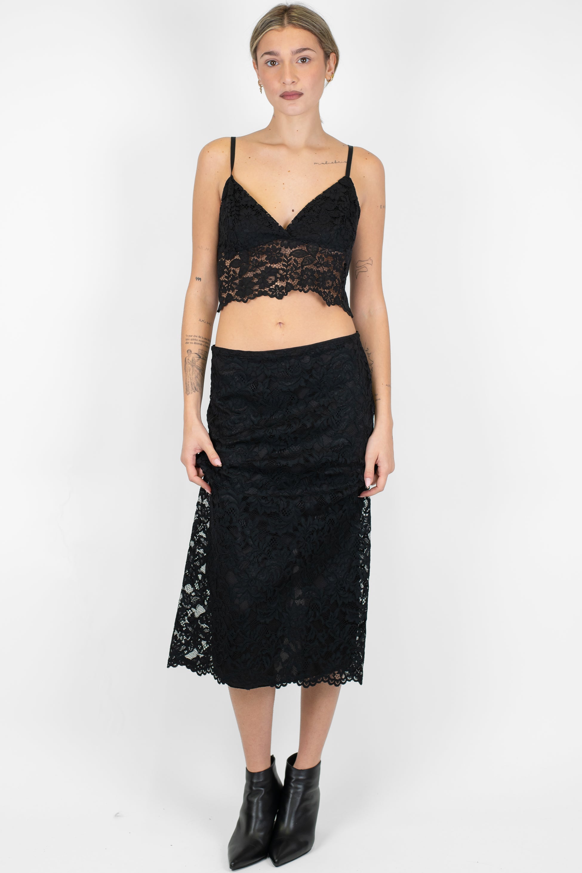 Dixie - Gonna foderata in pizzo con chiusura zip sul retro