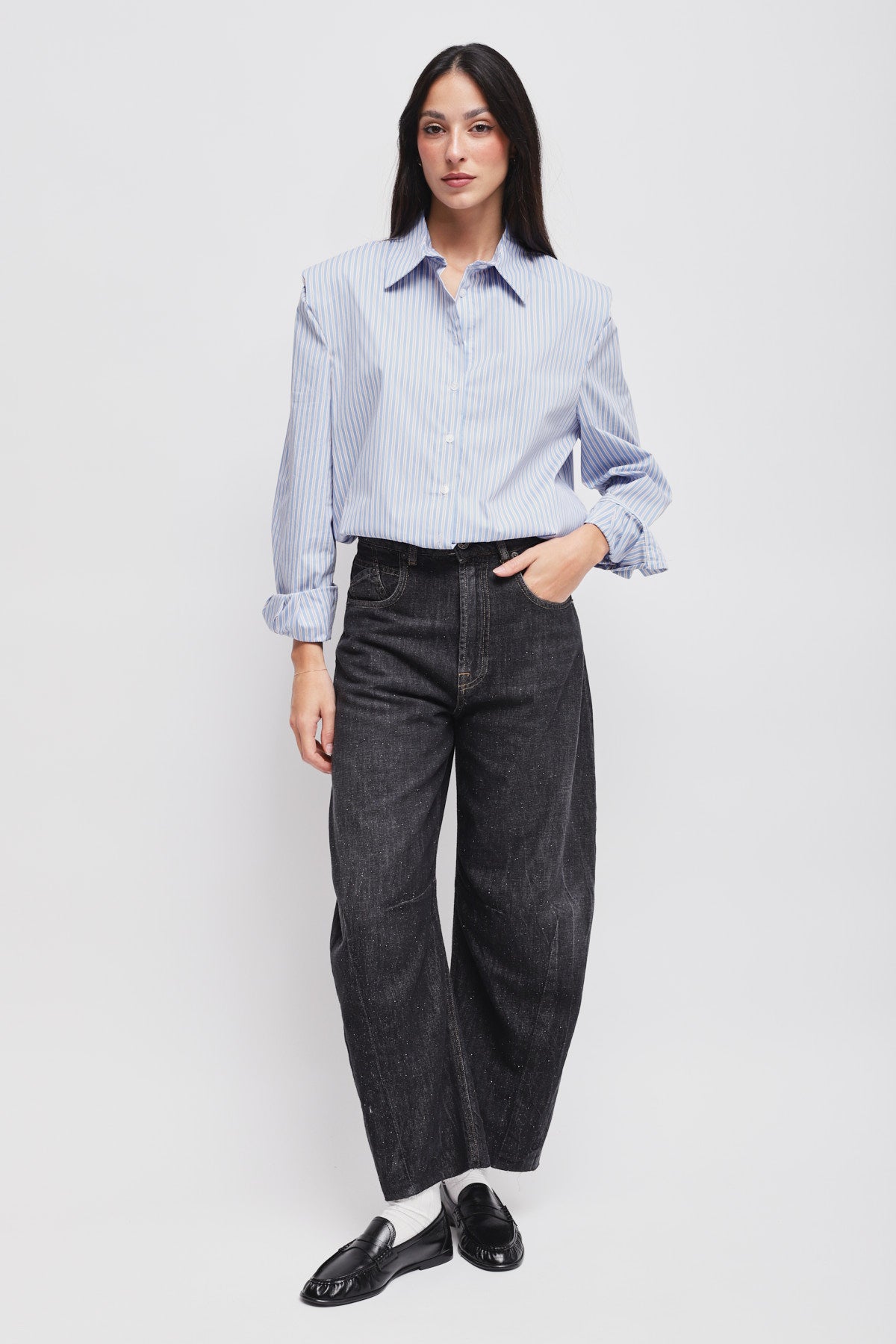 Maryley - Jeans ballonn con lurex lavaggio scuro