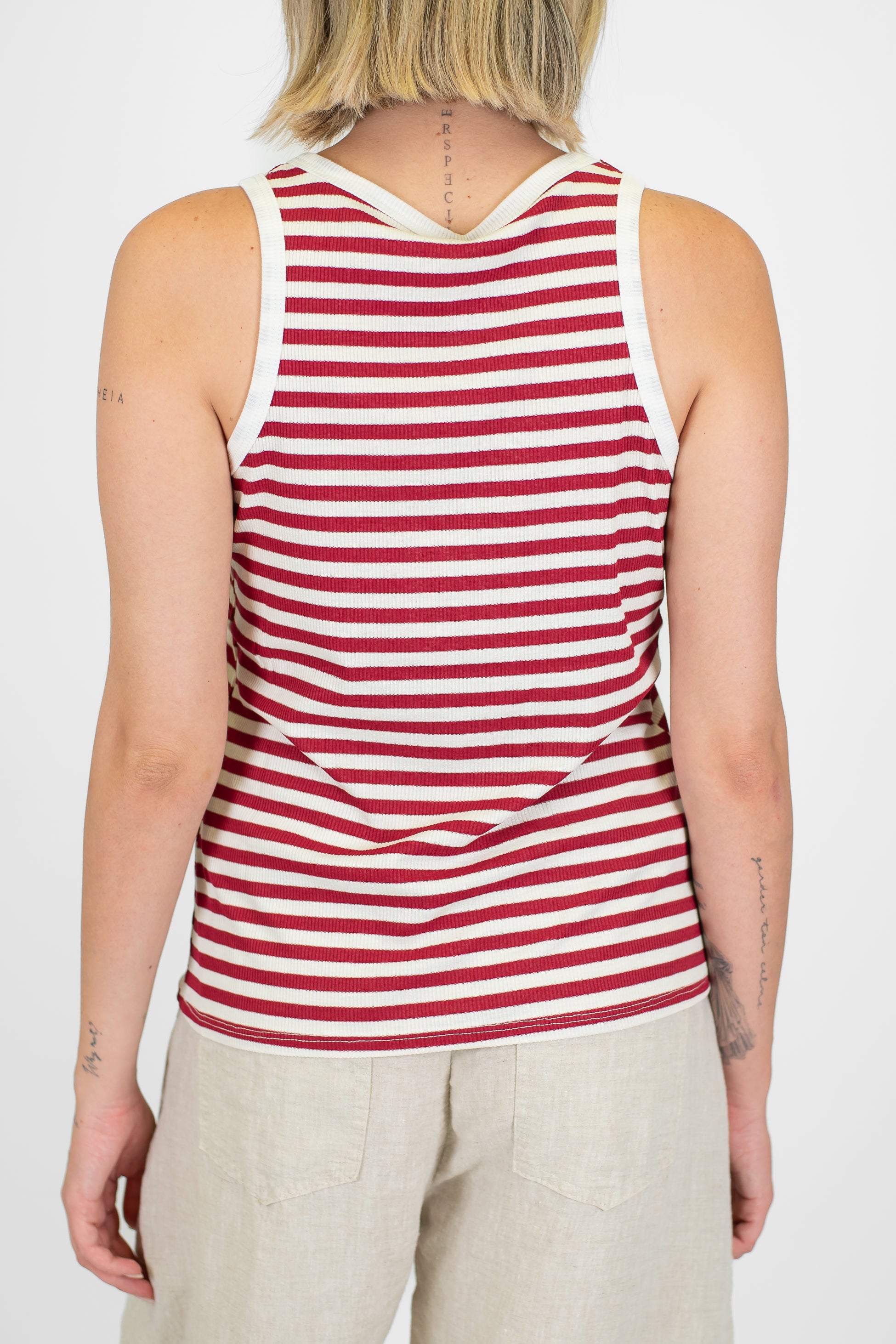 Tensione in - Canotta fantasia a righe in viscosa leggera