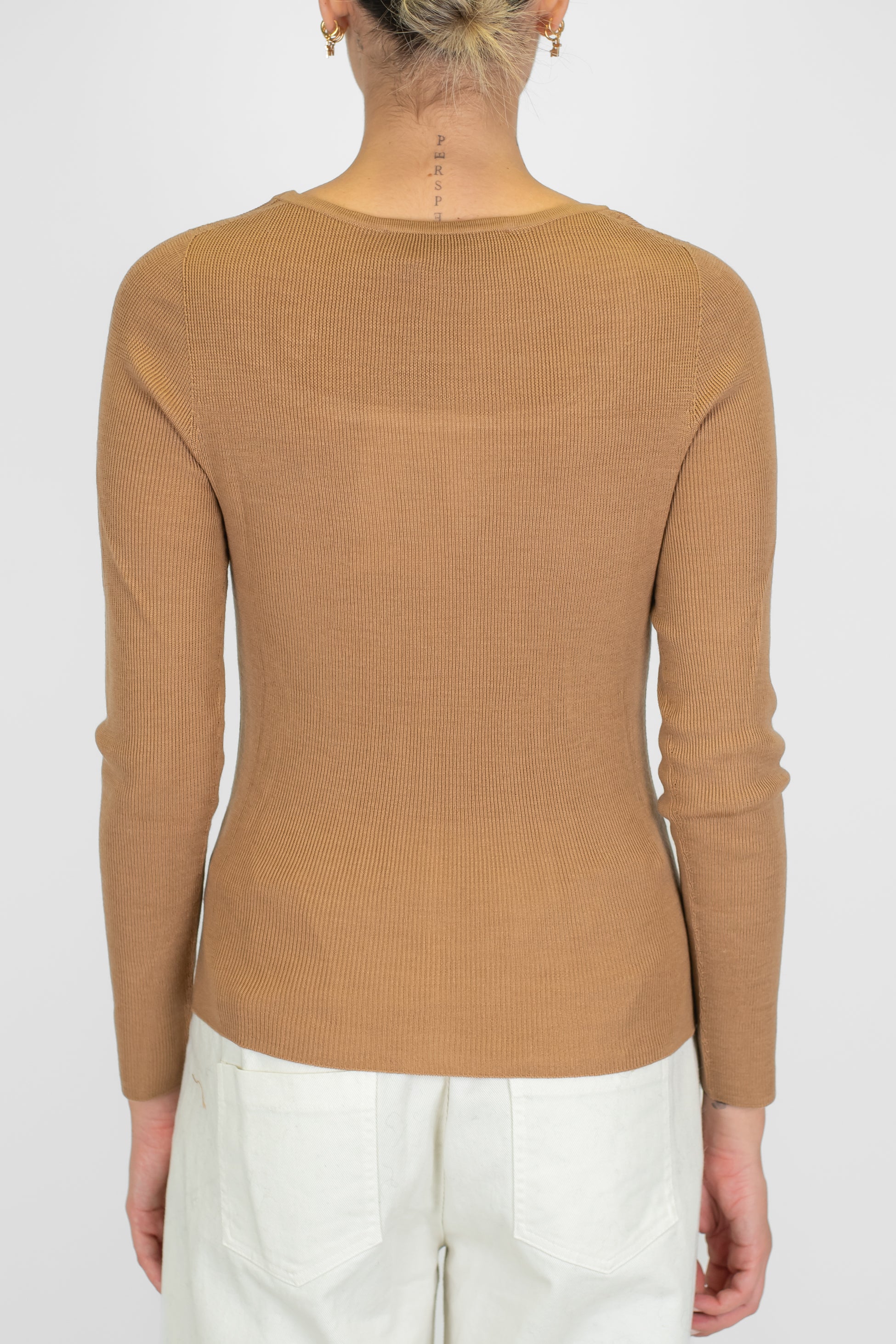 Haveone - Maglia in pura lana con scollo madonna