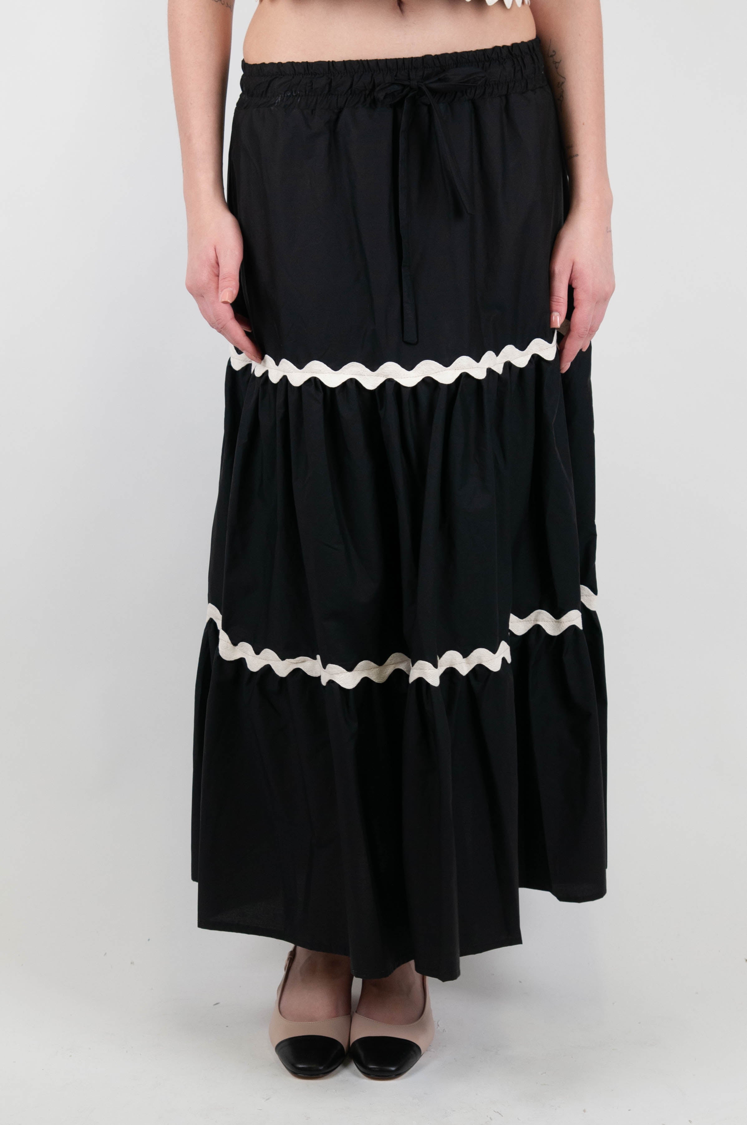 Tension in - Skirt with contrasting flounces and drawstring
