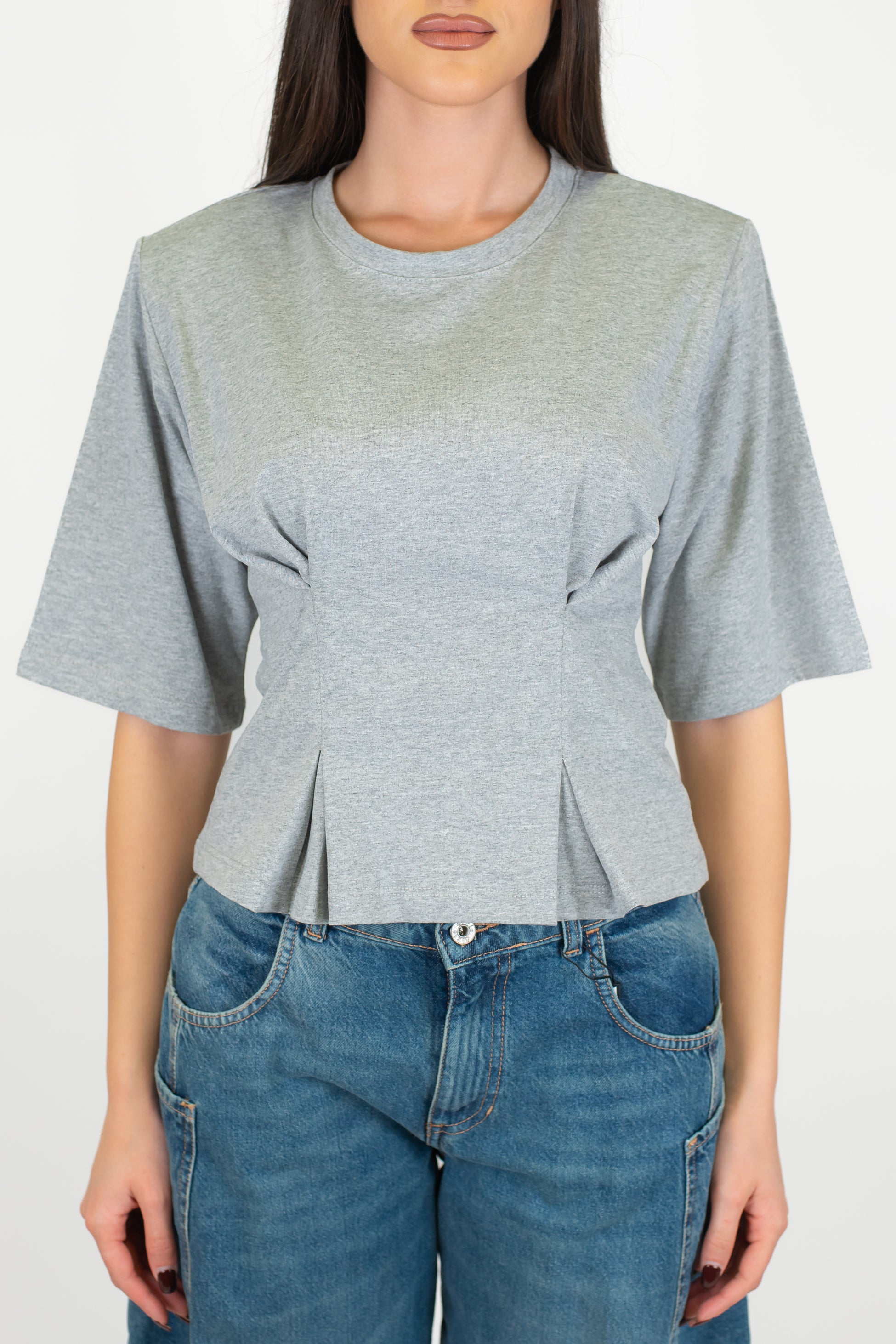 Dixie - T-shirt crop con pinces e arriccio