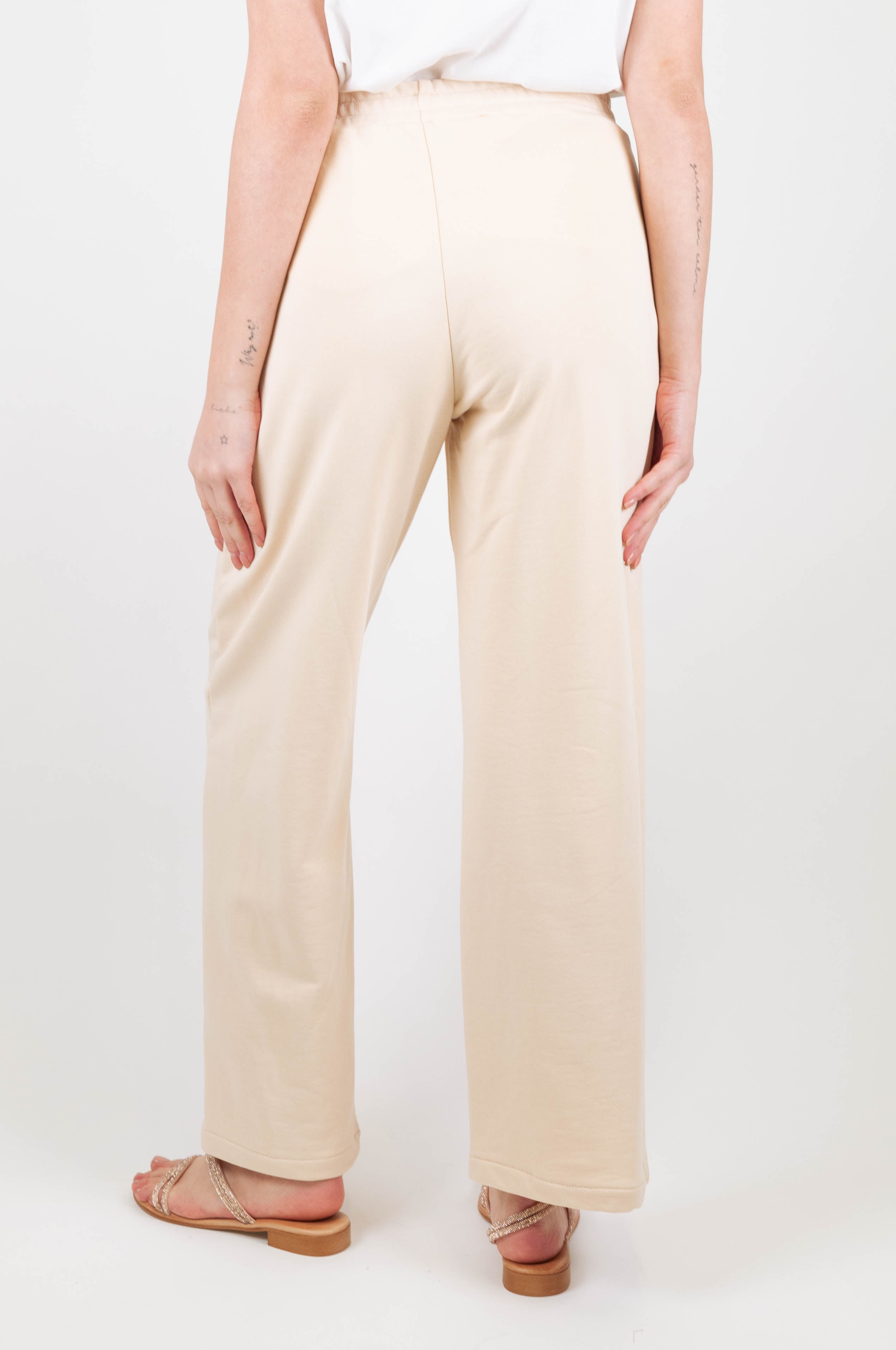 Haveone - Pantalone felpato regular con pinces ed elastico in vita