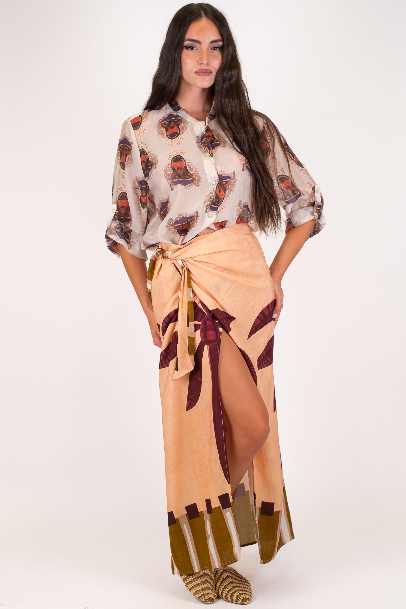 Haveone - Gonna pareo in viscosa leggera fantasia palme