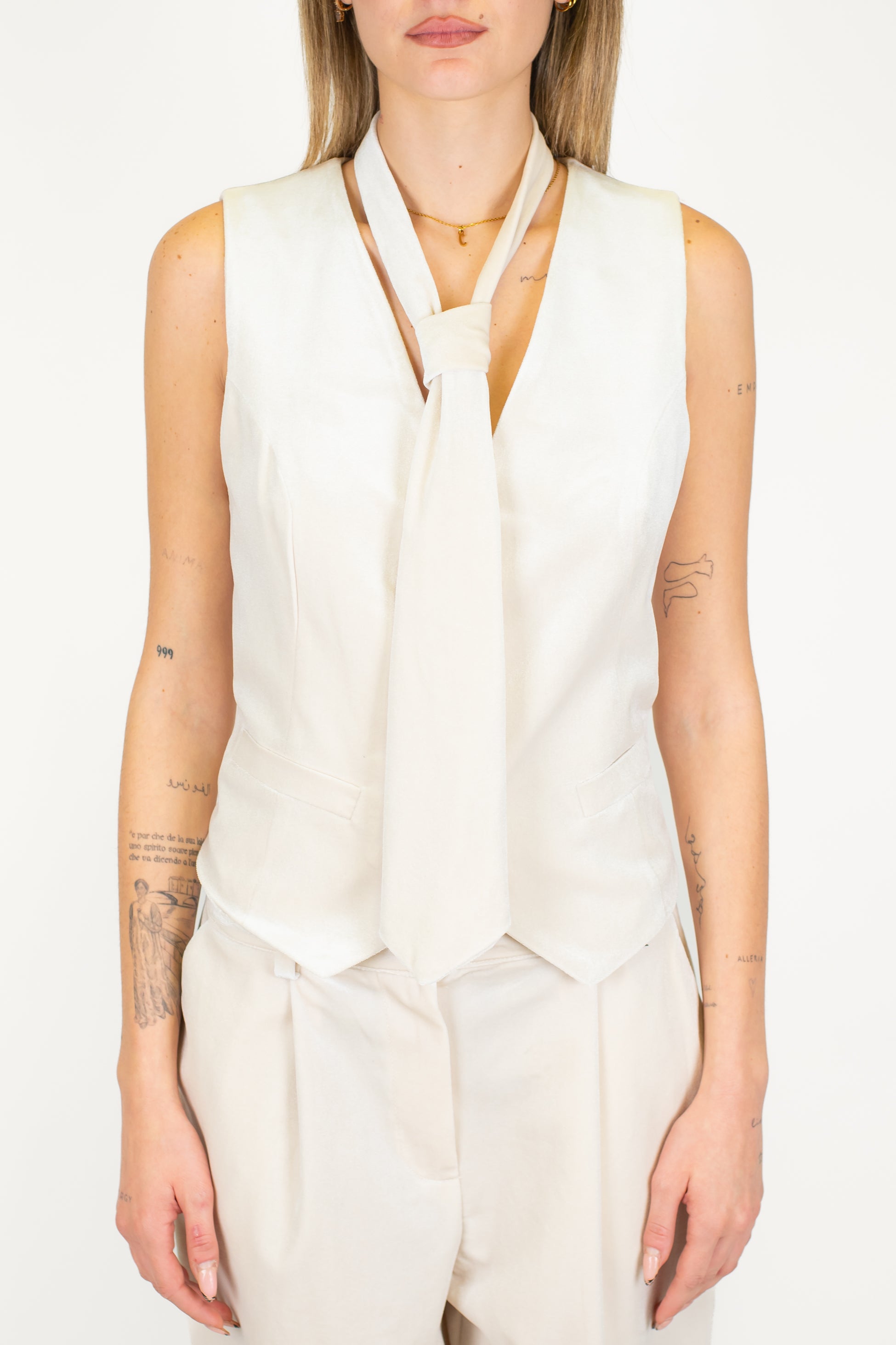 Dixie - Gilet in velluto con cravatta