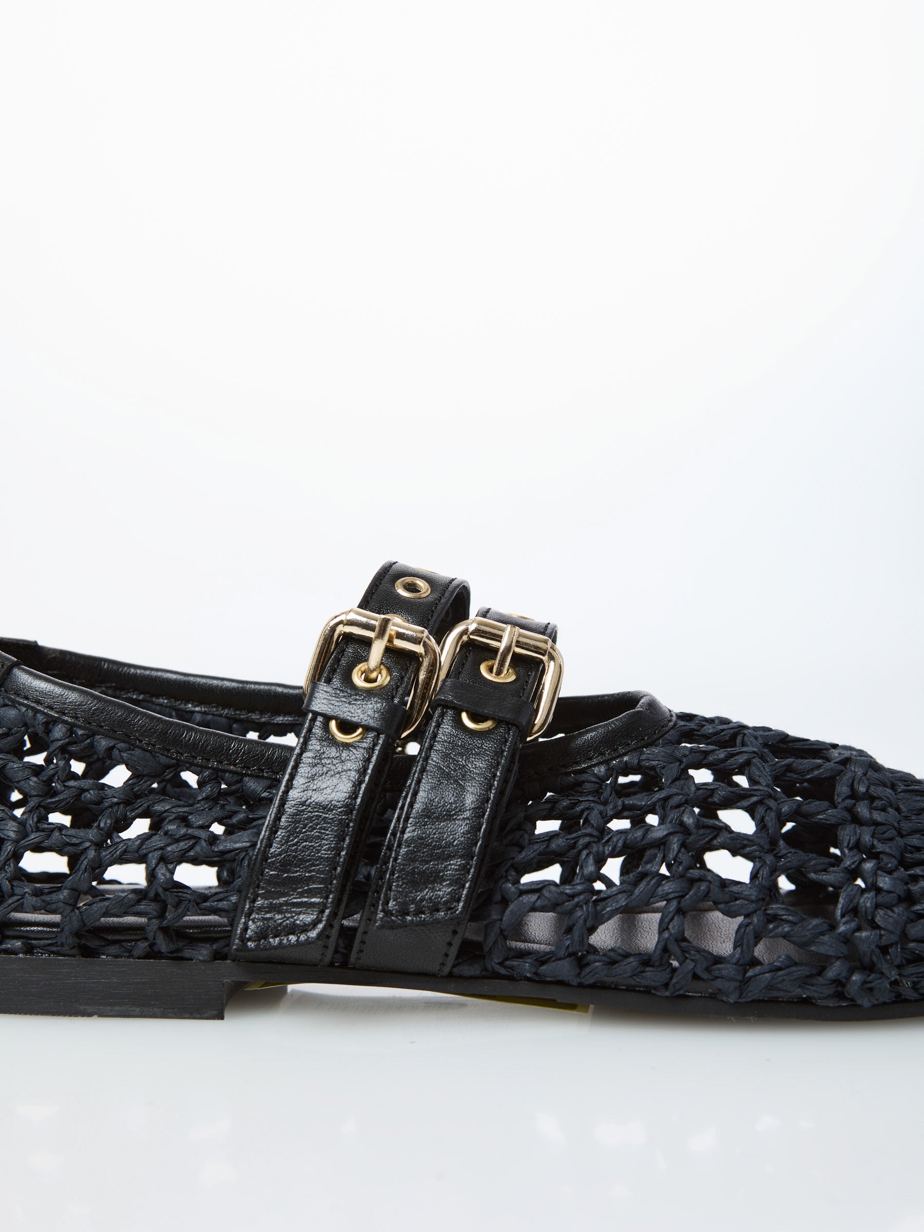 Ovye - Ballerina in rafia con doppio cinturino