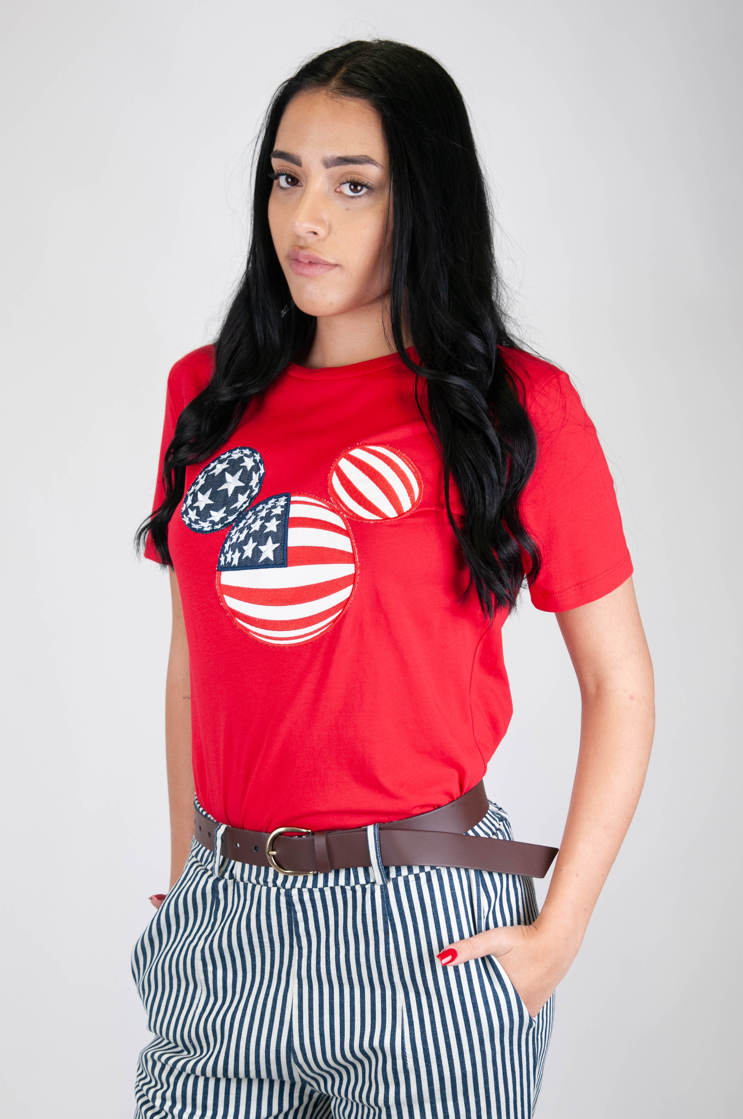 Tension in - T-shirt with American Mickey Mouse patch