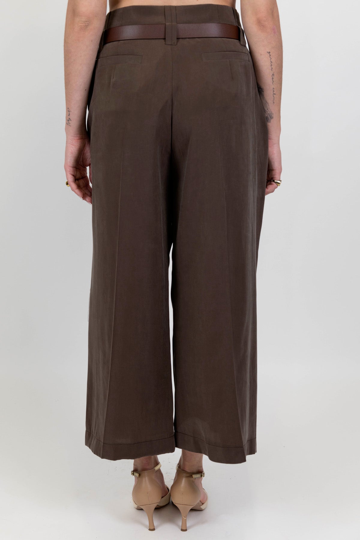 Maryley - Pantalone regular a vita alta in modal