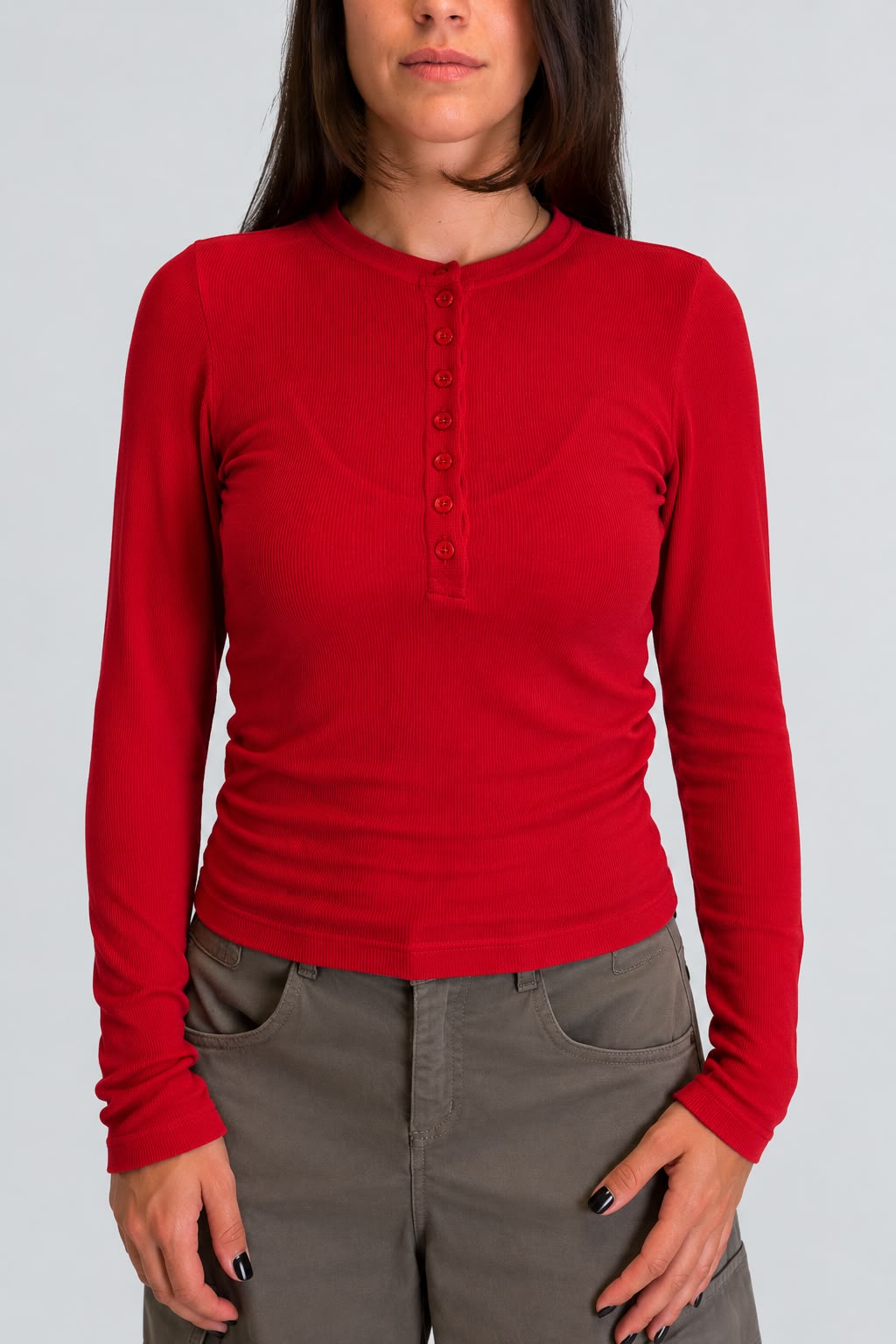 Dixie - Maglia serafino a costine basic in misto cashmere