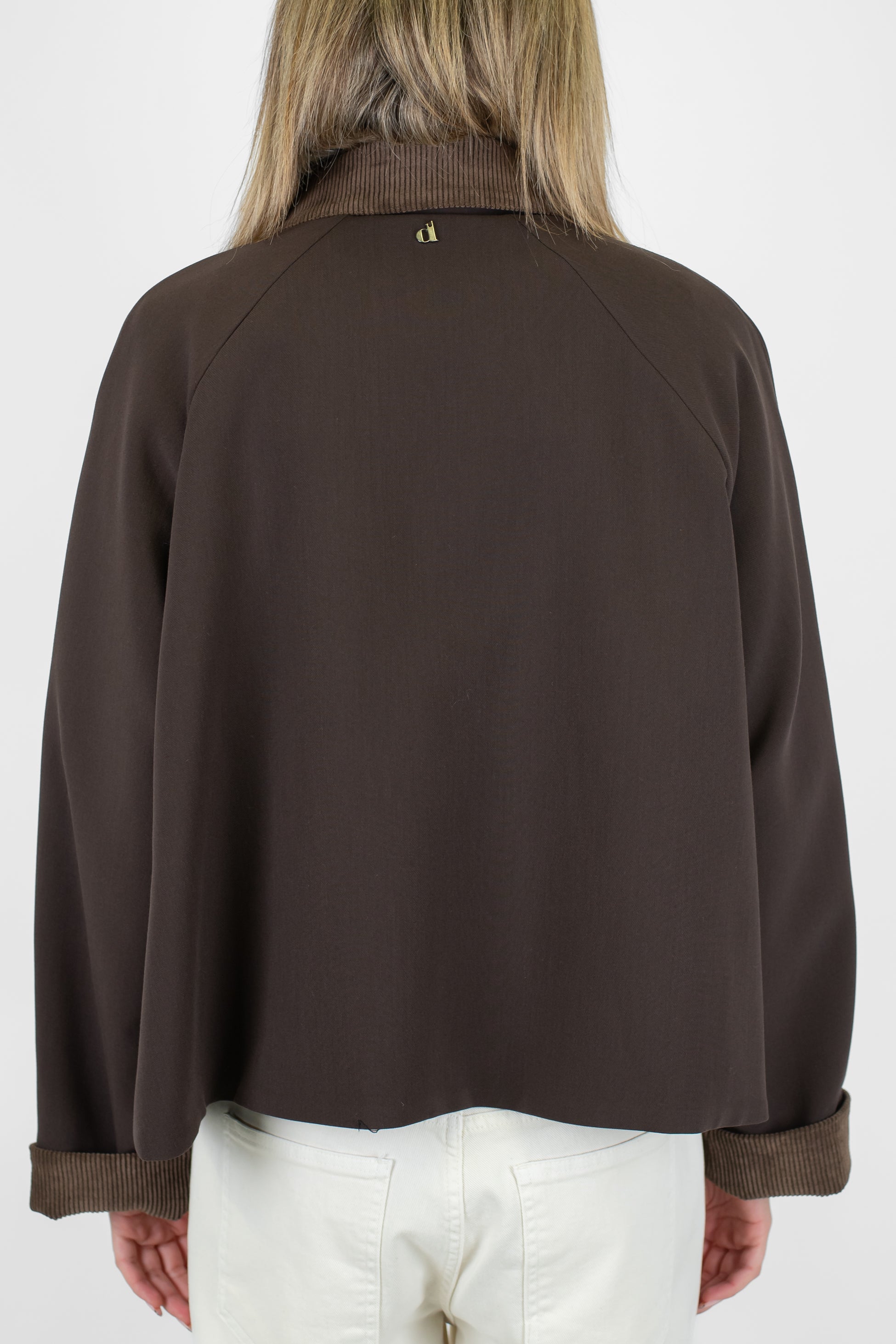 Dixie - Giubbino corto con tasche colletto e polsini in velluto a coste