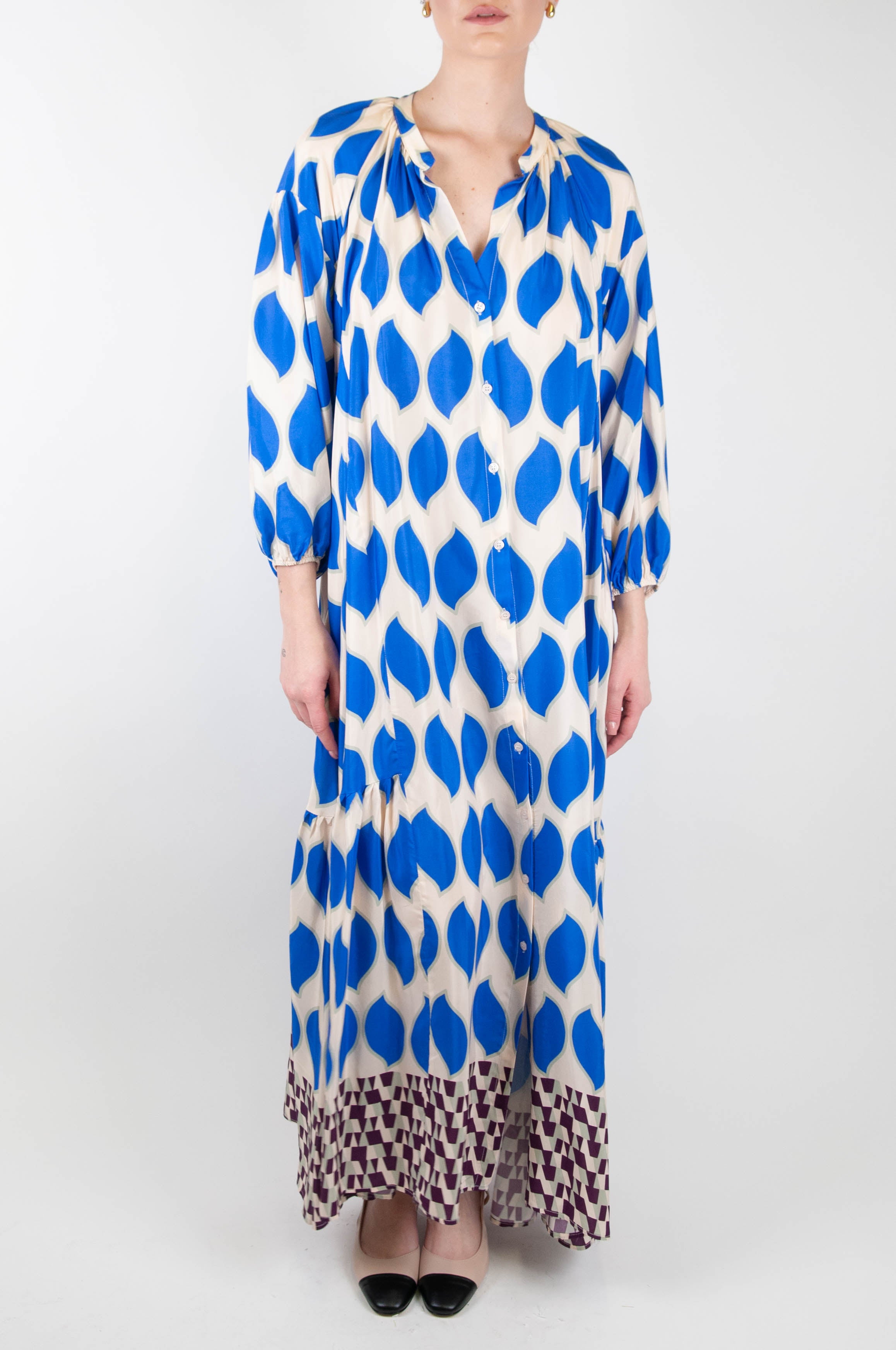 Dixie - Abstract patterned viscose shirtdress with contrasting background