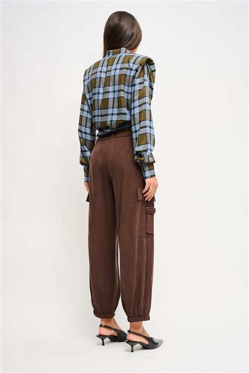 Maryley - Pantalone cargo con elastico sul fondo