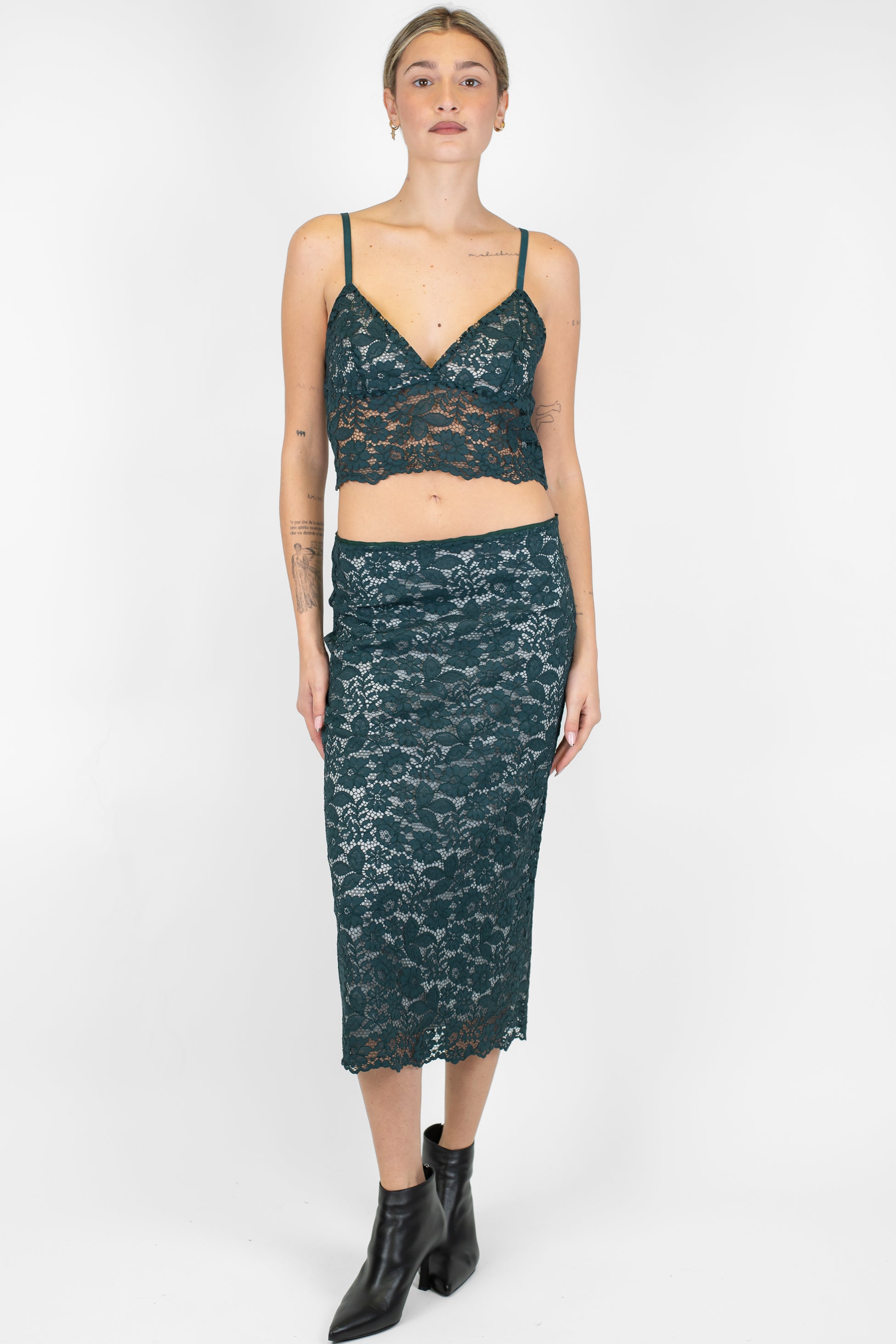 Dixie - Gonna foderata in pizzo con chiusura zip sul retro