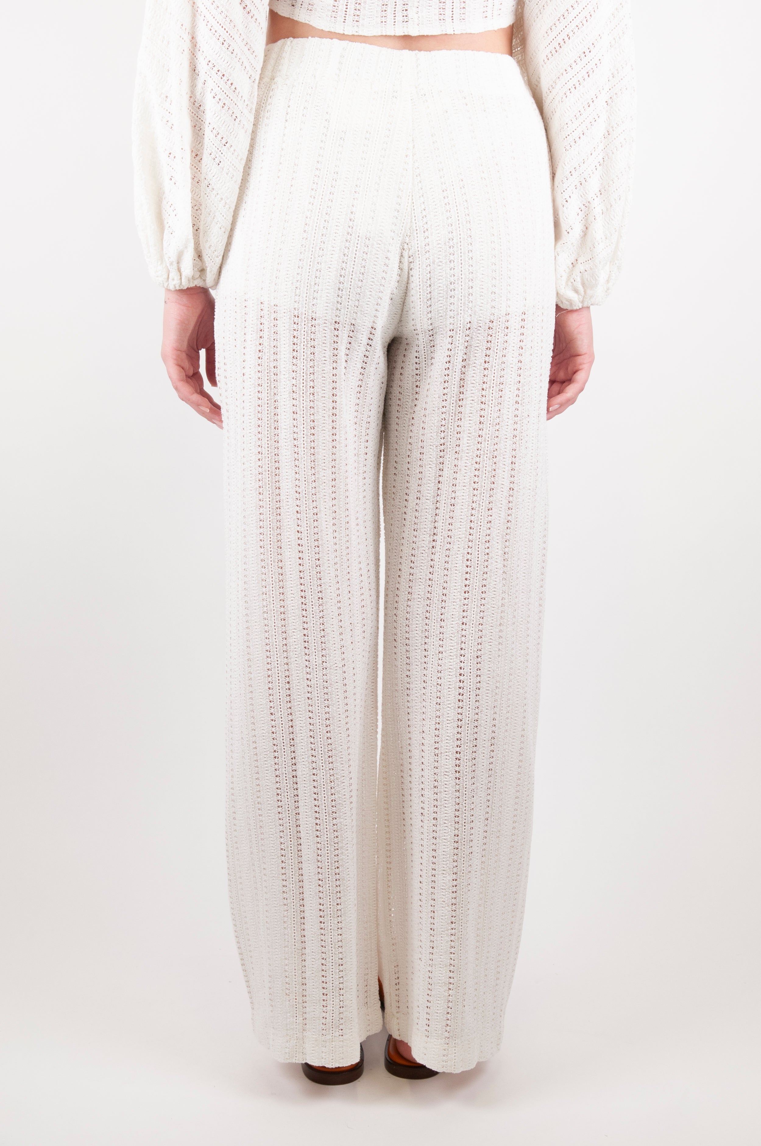 Haveone - Pantalone a zampa crochet con elastico in vita