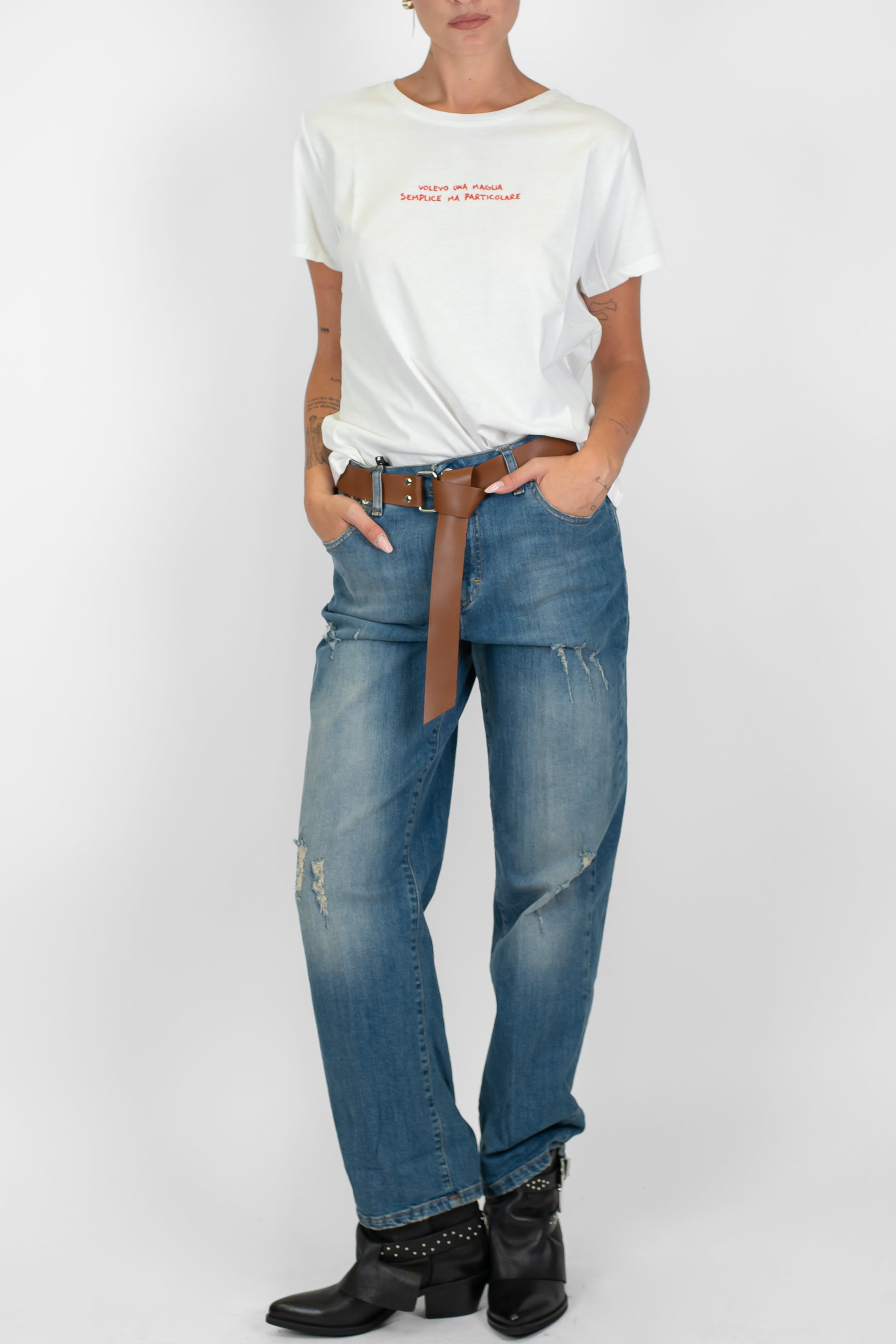 Haveone - Jenas regular lavaggio medio modello Mandy con rotture