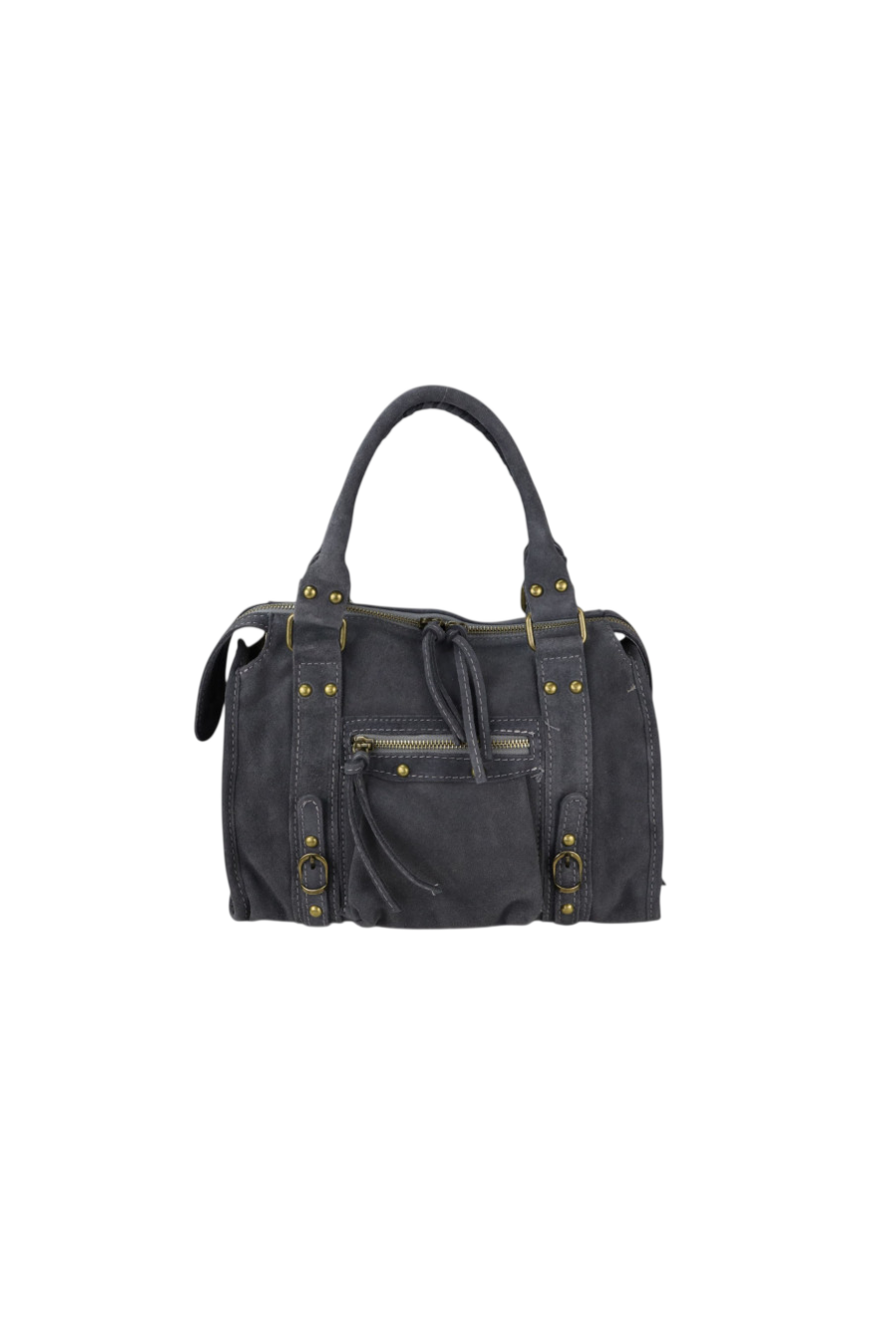 Borsa piccola in camoscio con finiture in oro anticato