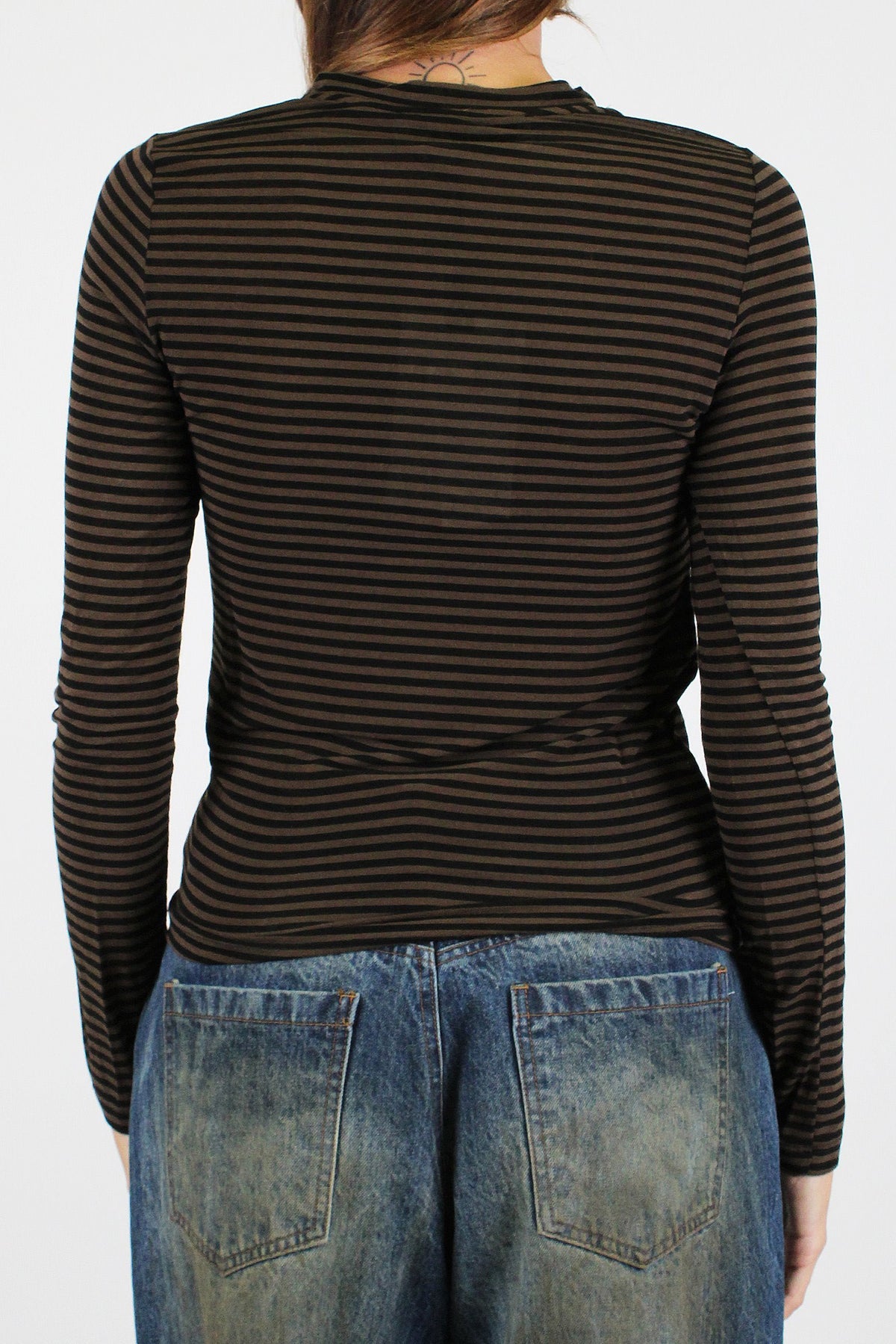 Haveone - Maglia serafino fantasia a righe in misto modal e cashmere